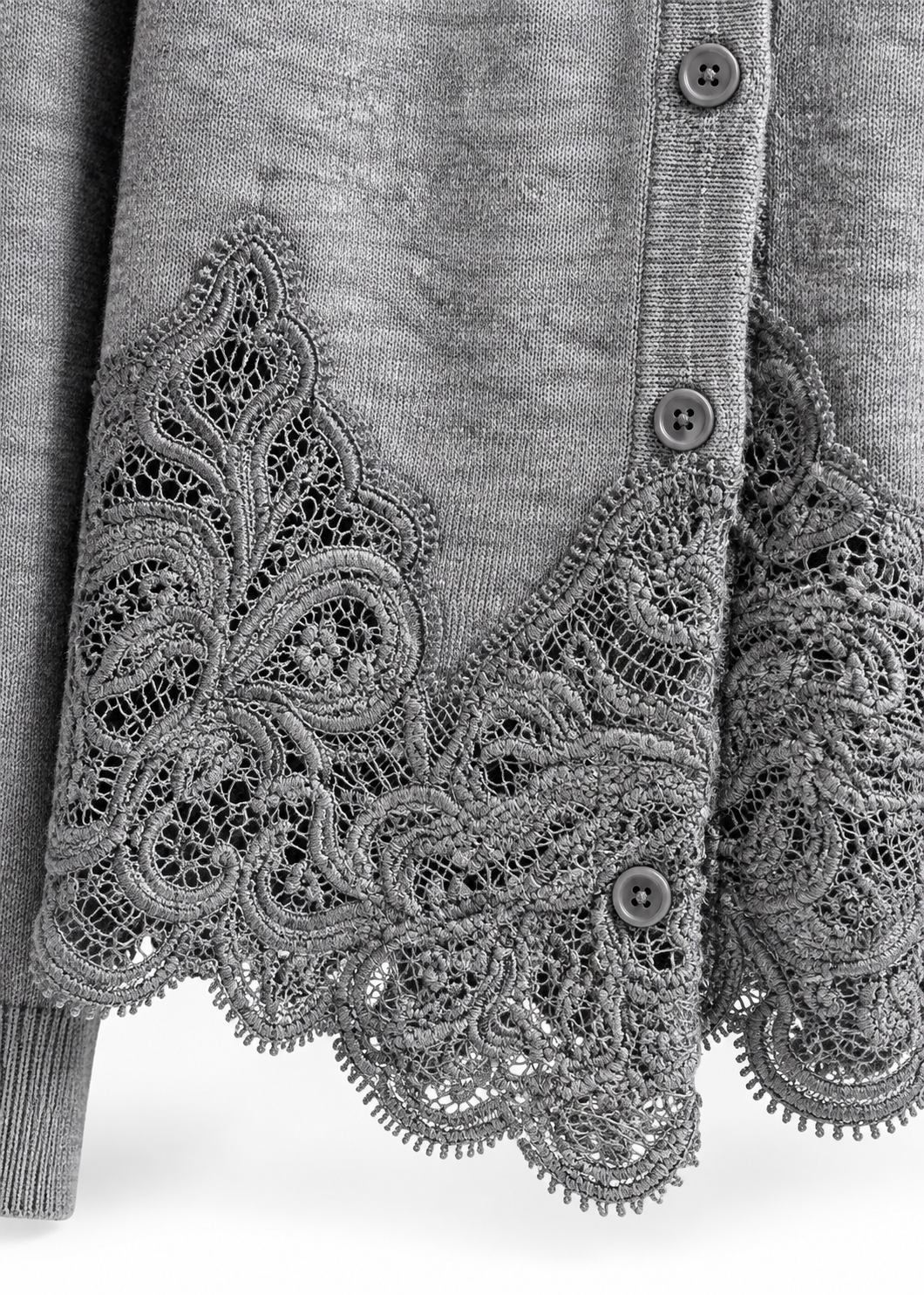 Strickjacke mit Spitze 'Grau'