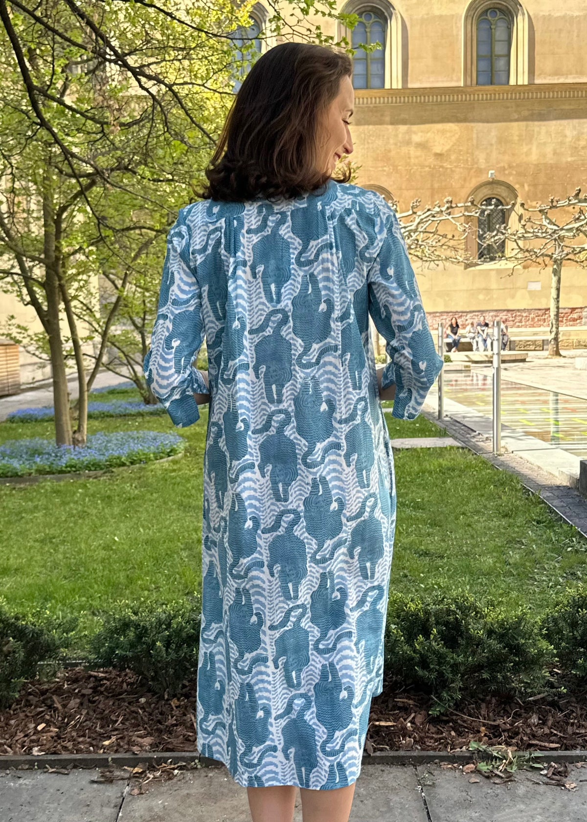 Boho-Kleid &#39;Tiger&#39; blau