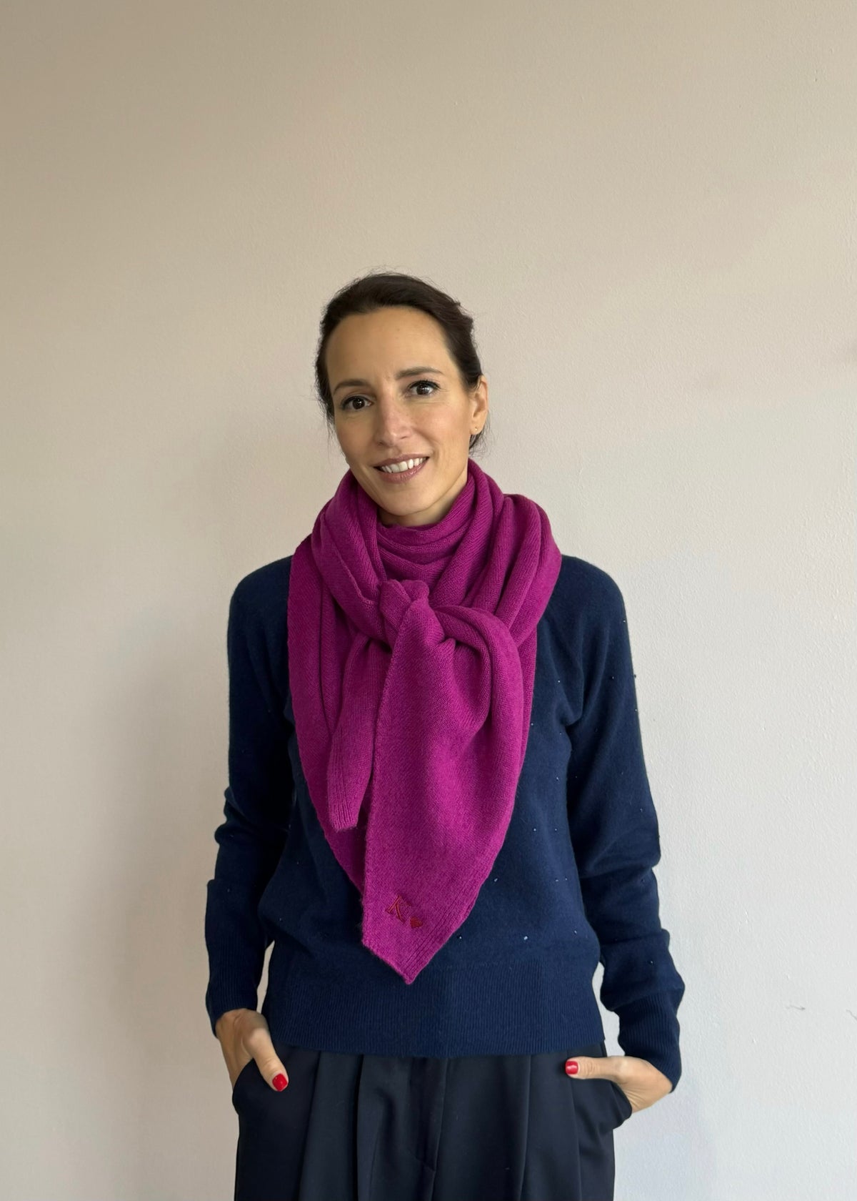 Kaschmirschal Fuchsia personalisiert