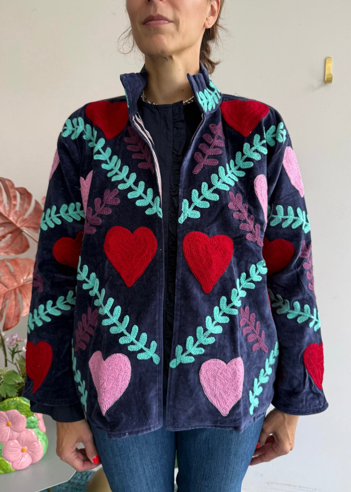 Bohojacke aus Samt &#39;Navy&#39;