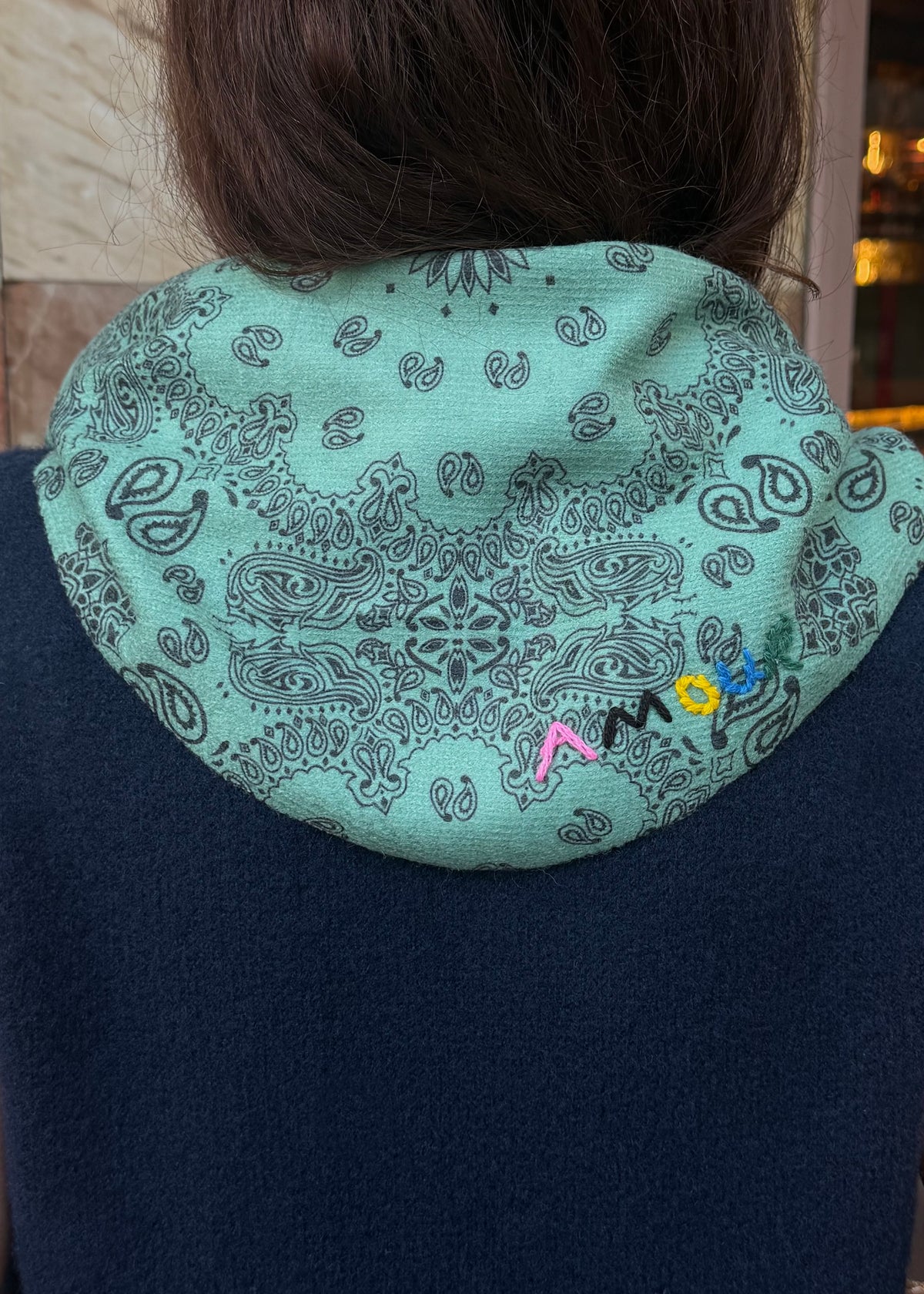 Amour Dreieckschal mit Ornamenten 'Türkis'