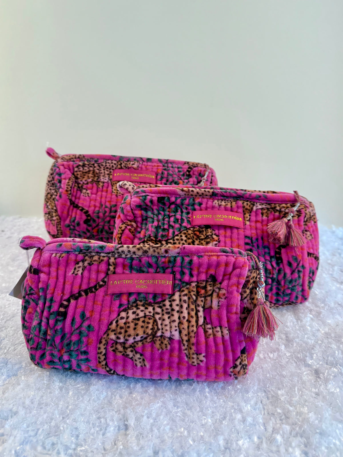 Kosmetik Tasche L gesteppt 'Leo-Samt'