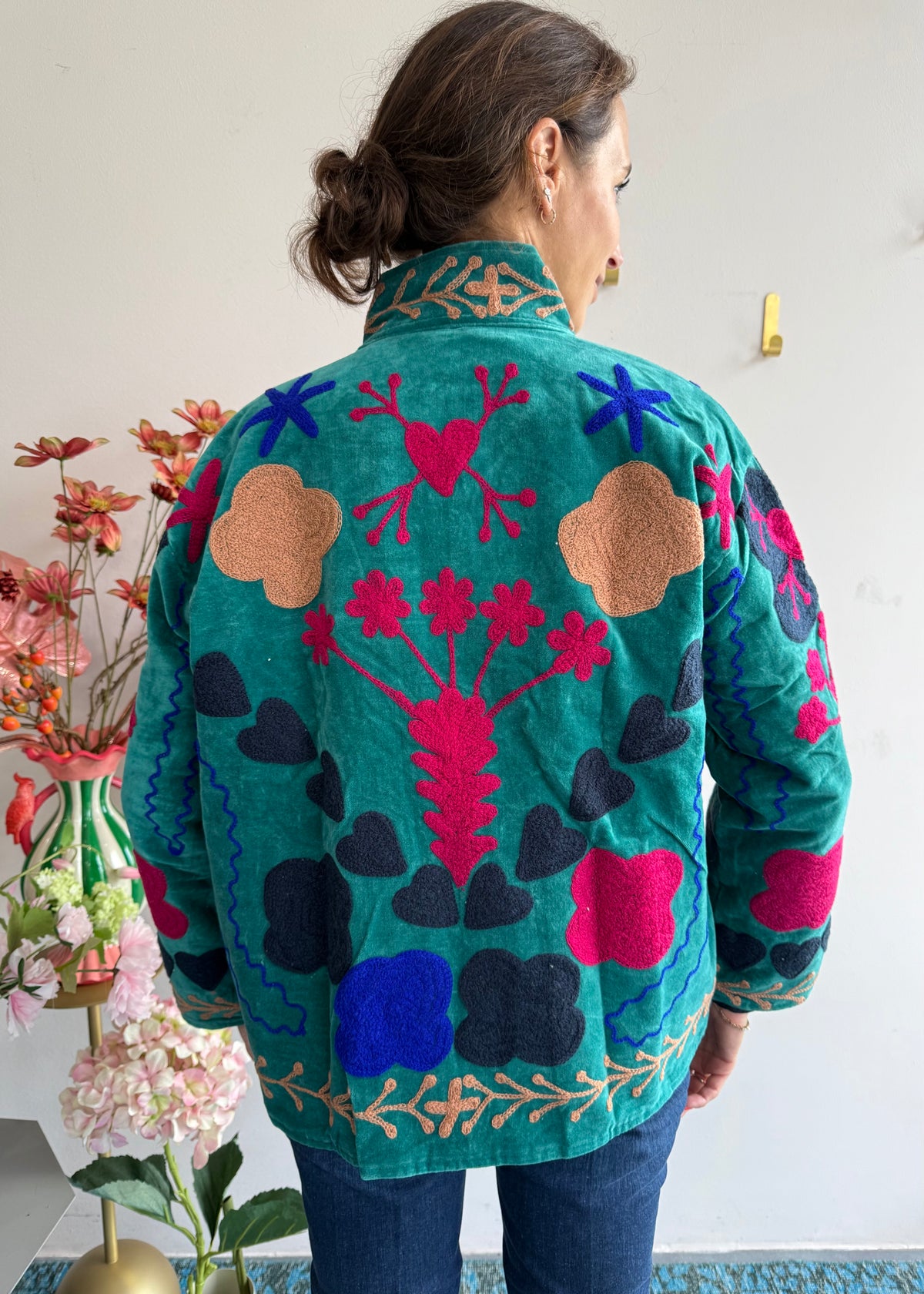 Bohojacke aus Samt &#39;Smaragd&#39;