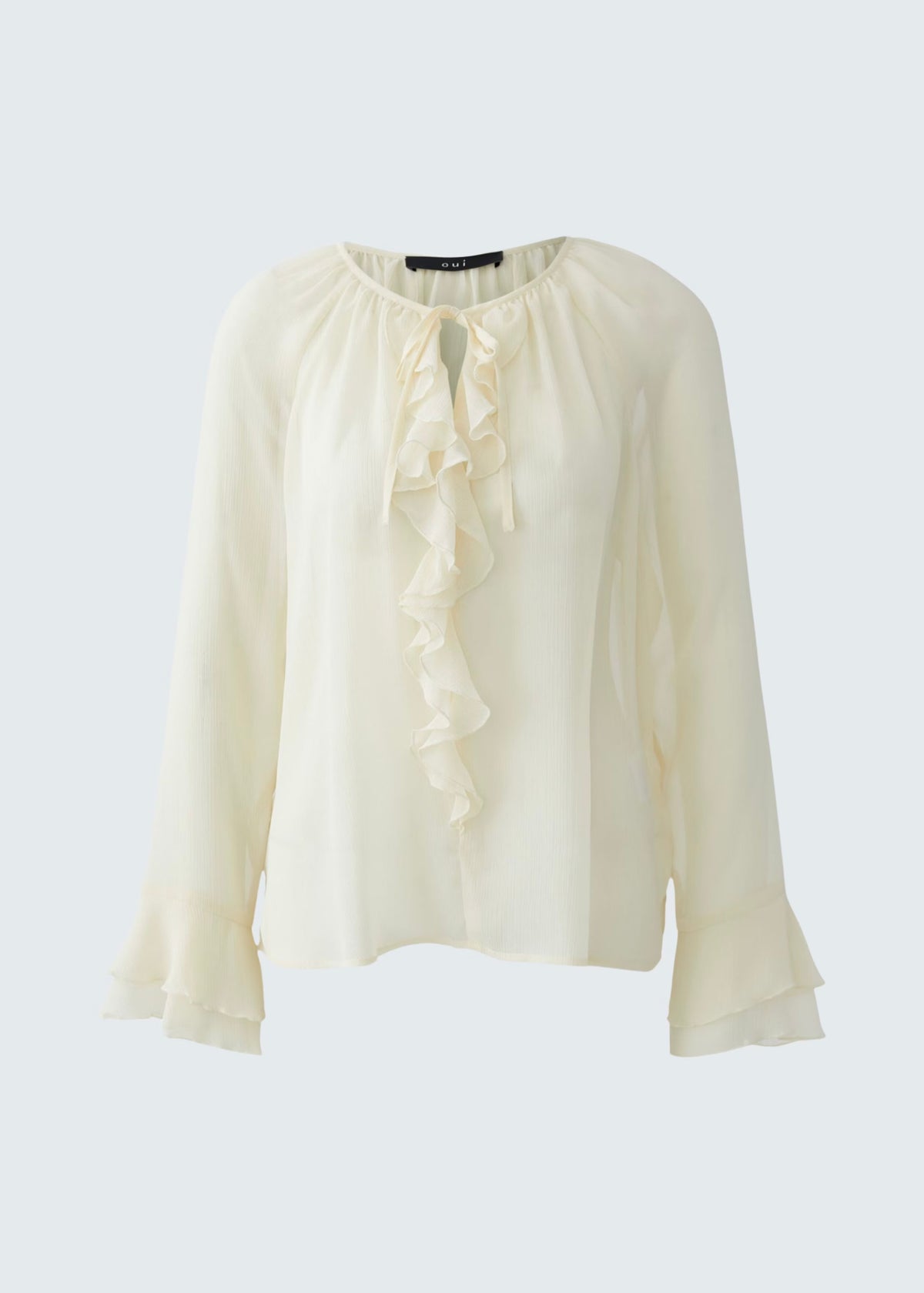 Chiffon Bluse mit Volant &#39;Vanille&#39;