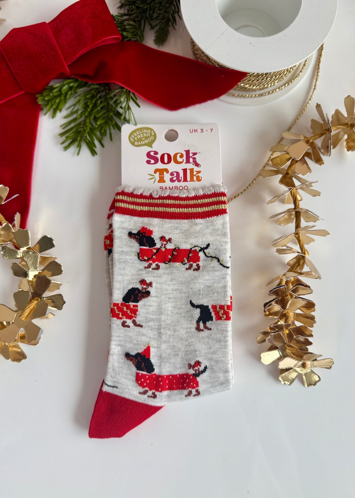 Socken 'X-Mas Dackel mit Pullover und Hut'