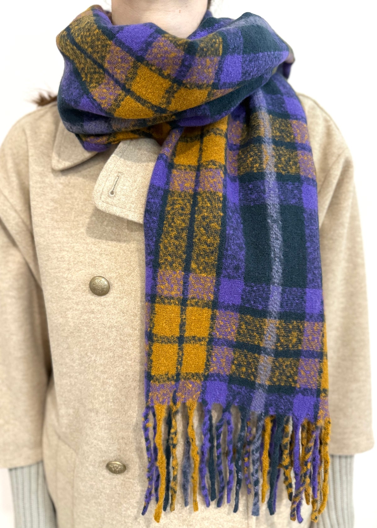 Karo Schal 'Lila-Ocker'