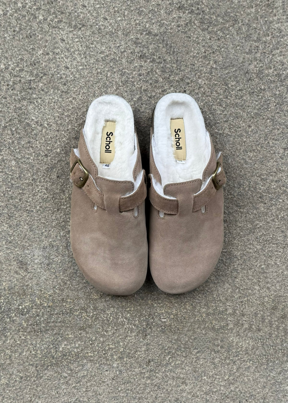 Clogs mit Lammfell &#39;Beige&#39;