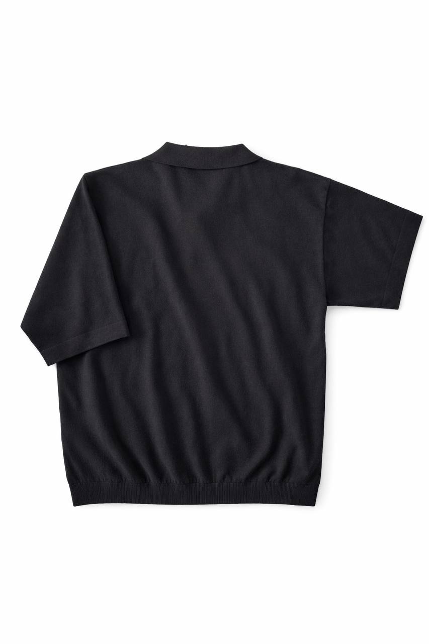 Strick-Poloshirt mit Perlen 'Schwarz'