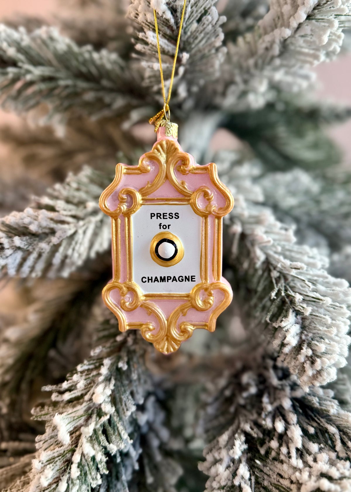 Christbaumanhänger 'Press for champagne'