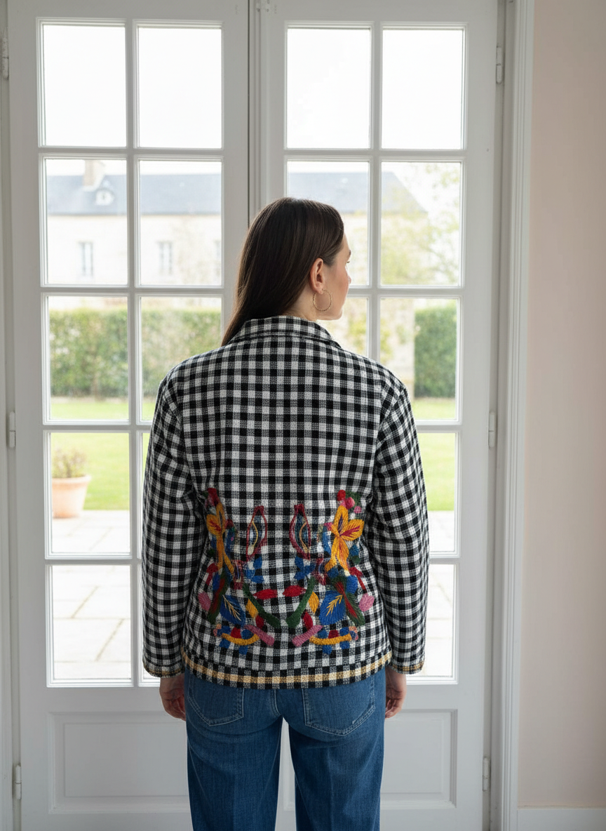 Jacke mit Stickerei 'Karo'