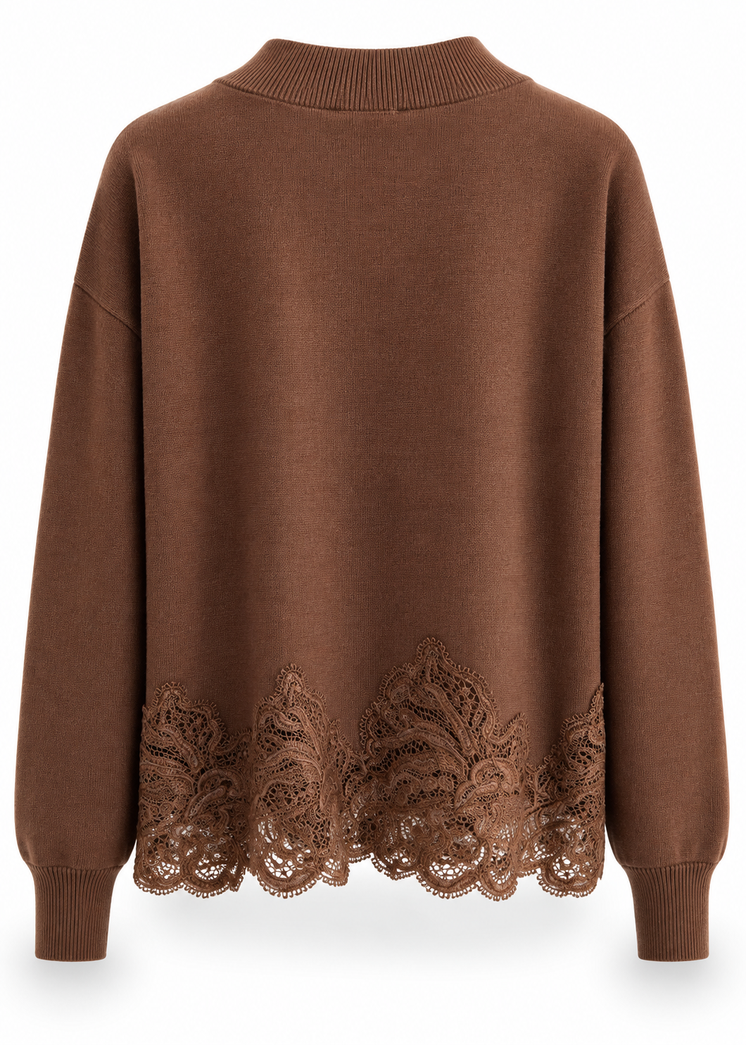 Pullover mit Spitze 'Zimt'