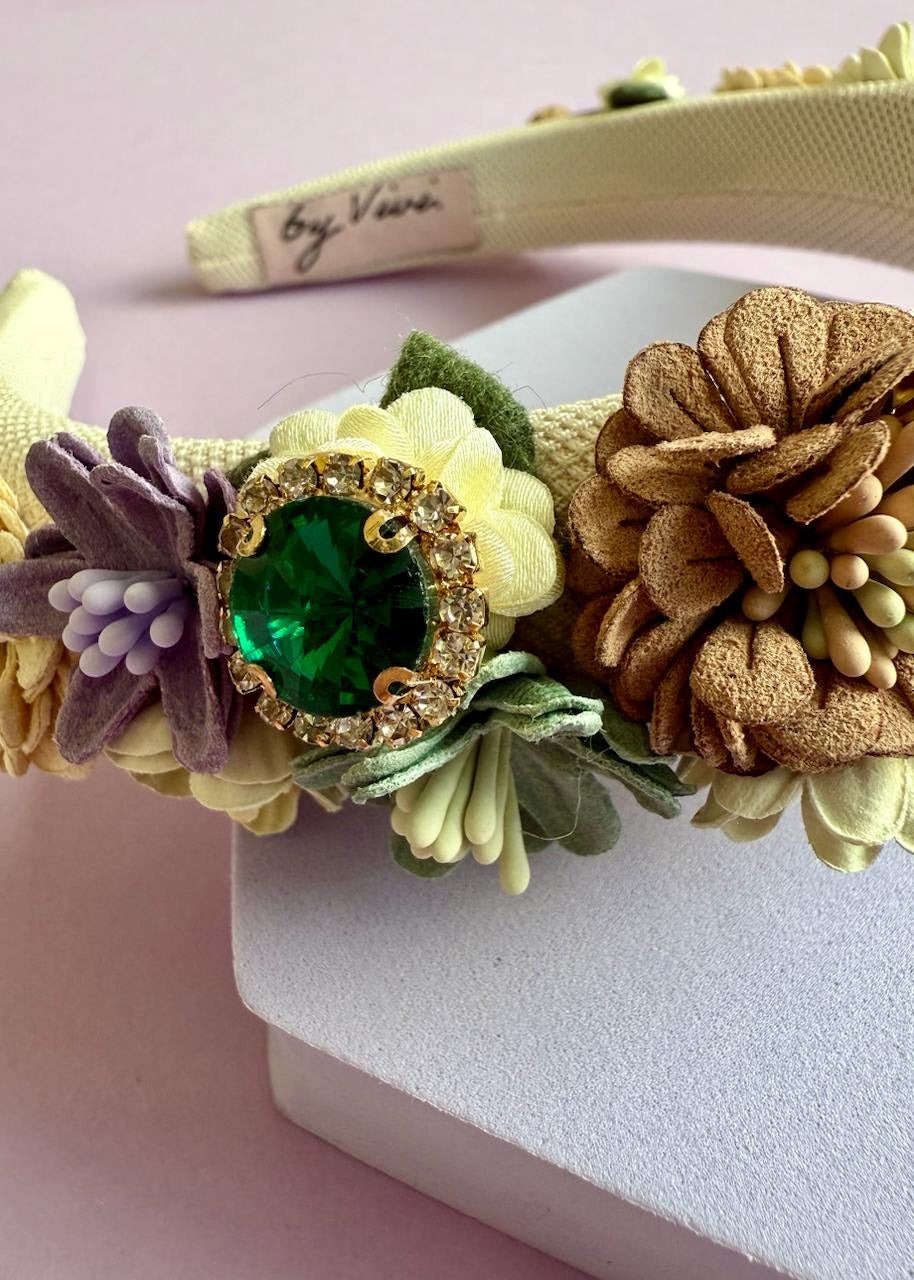 Haarreif mit Blumen &#39;Creme&#39;