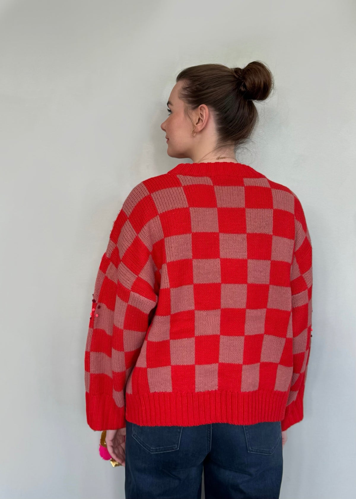 Pullover mit Schachbrettmuster