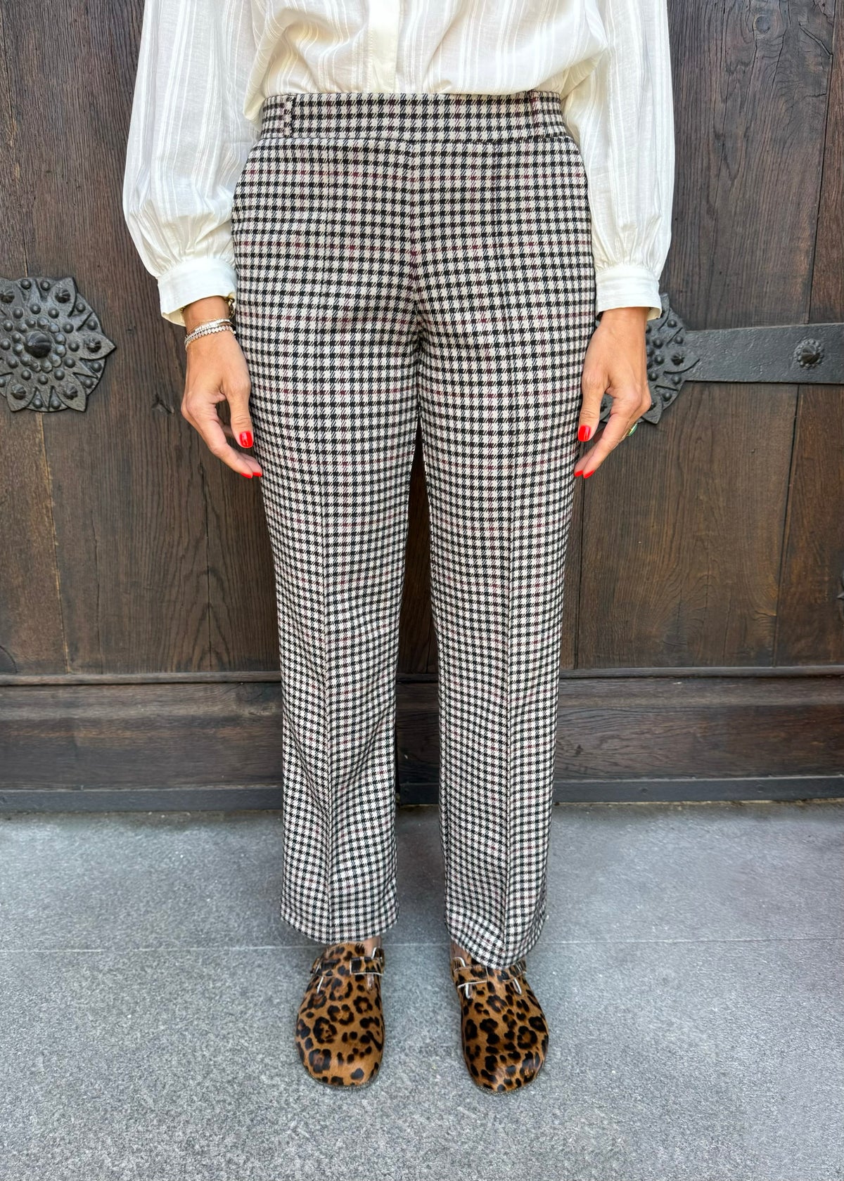 7/8 Hose mit Bundfalte &#39;Hahnentritt&#39;