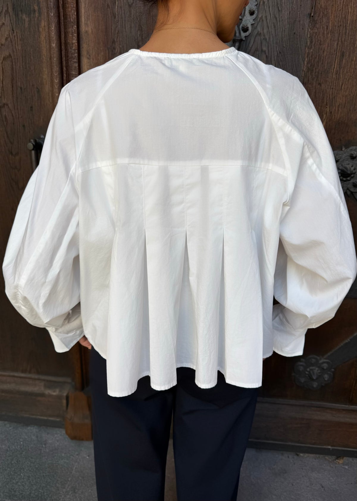 Bluse mit Volant &#39;Offwhite&#39;
