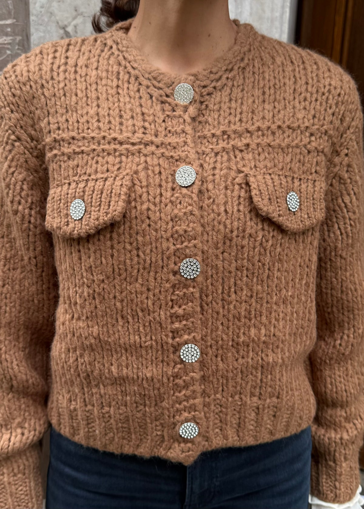 Strickjacke mit Schmuckknöpfen &#39;Braun&#39;