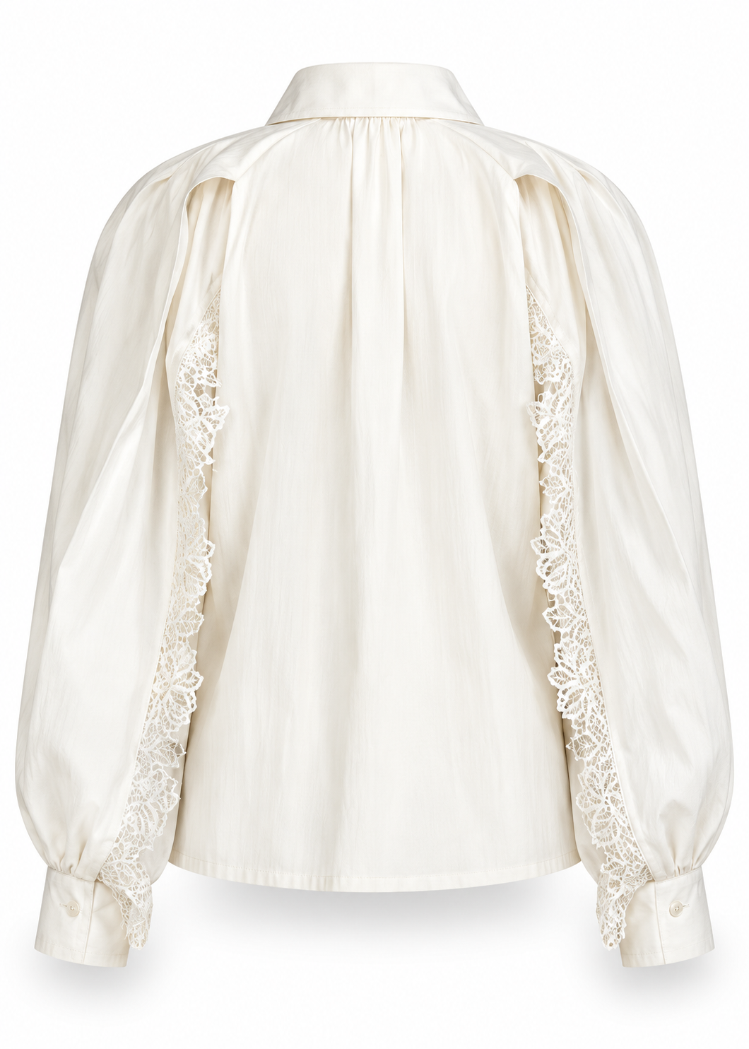 Hemdbluse mit Spitze 'Creme'