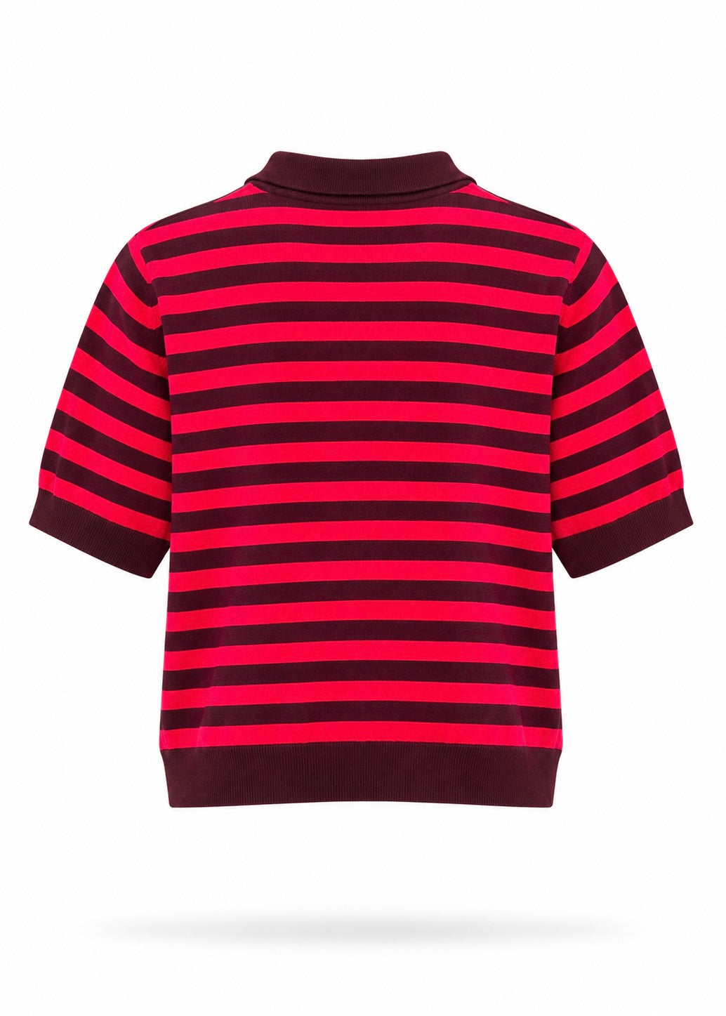 Strick-Poloshirt gestreift 'Pink'