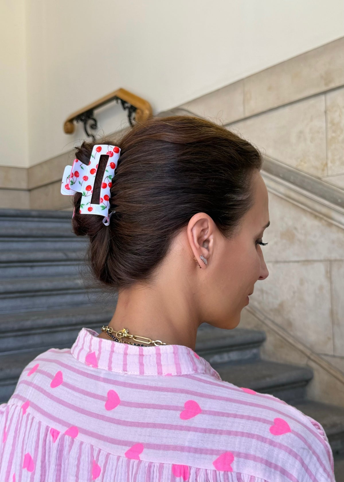 Haarklammer mit Kirschen Print