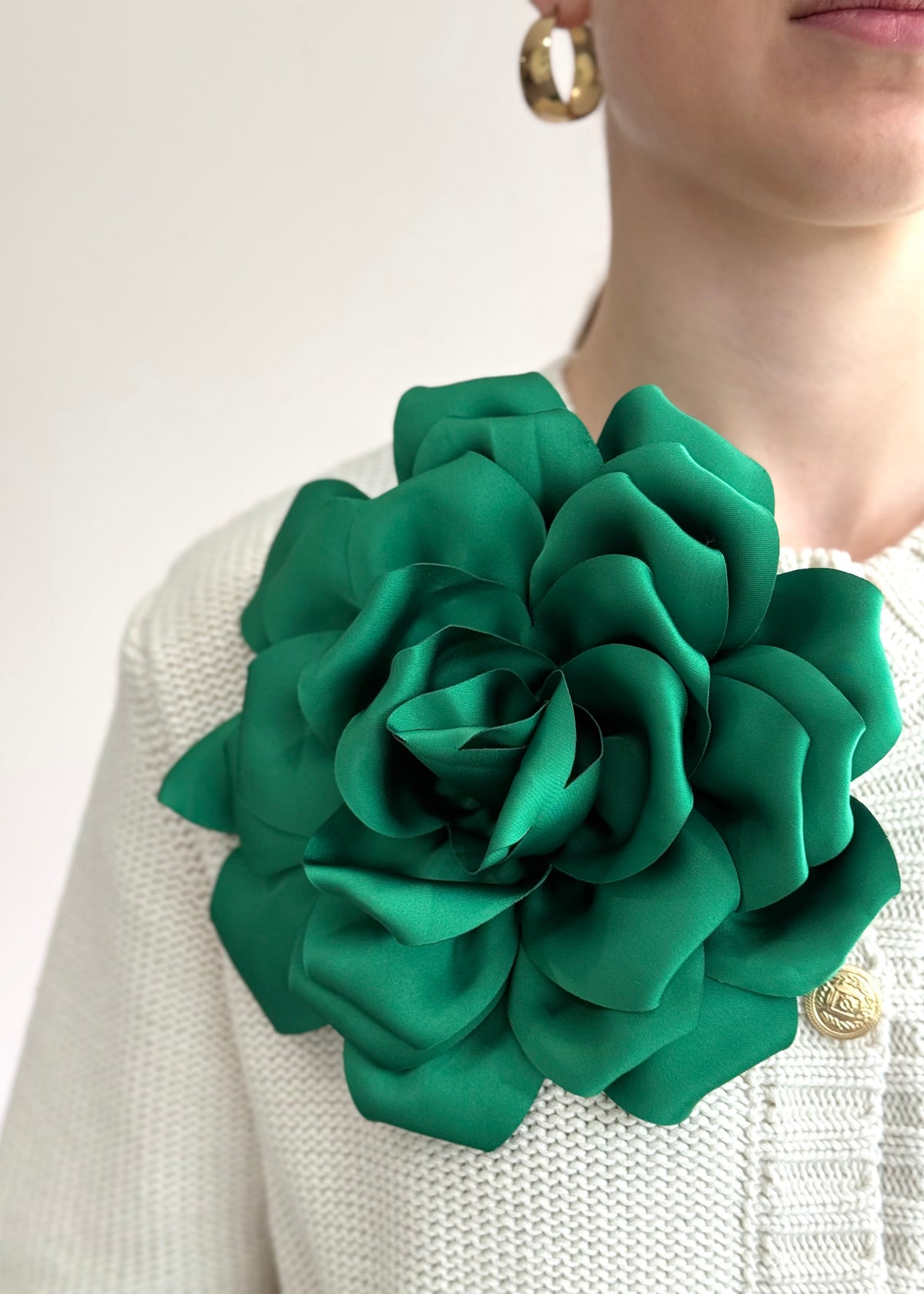 XL-Brosche Satin-Blüte &#39;Grün&#39;