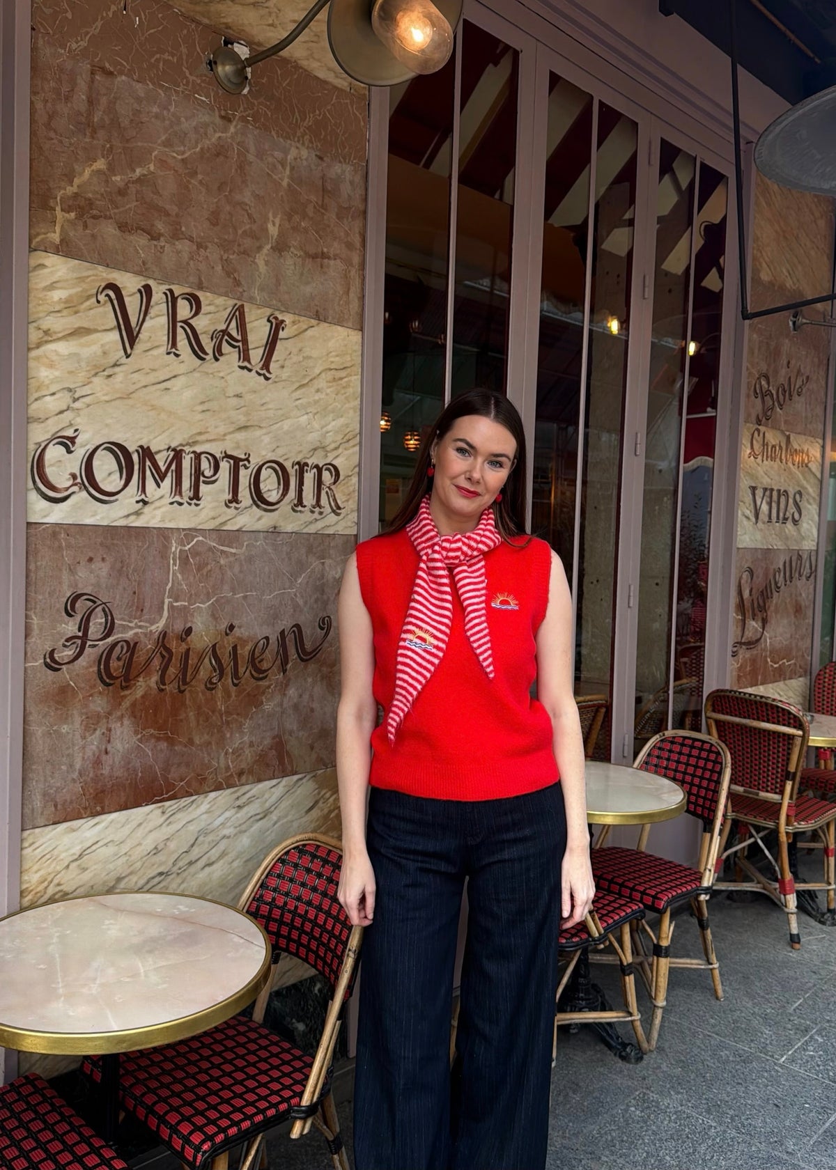 Pullunder mit Sunset-Stickerei 'Rot'