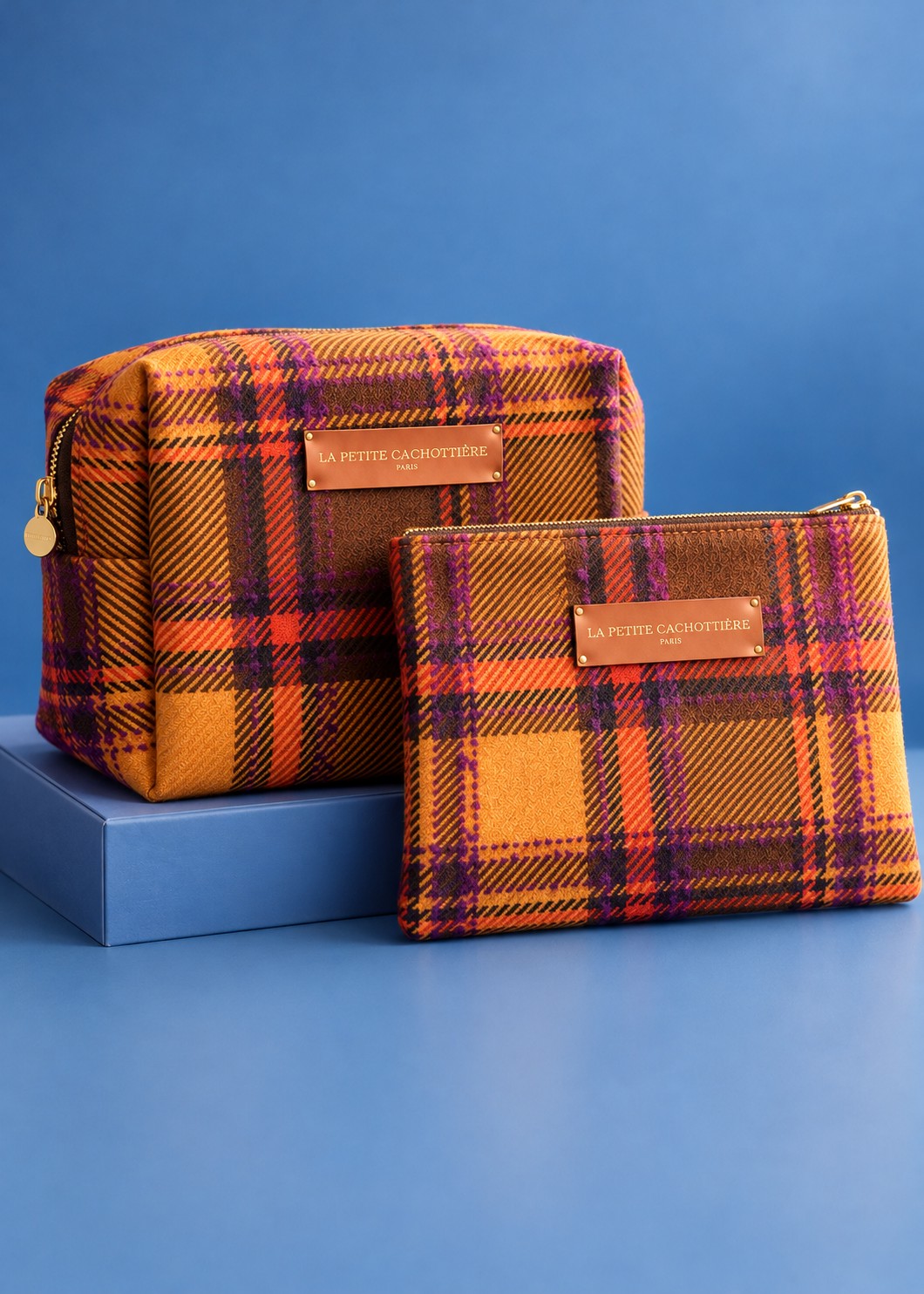 Kosmetik Clutch 'Karo-Ocker'