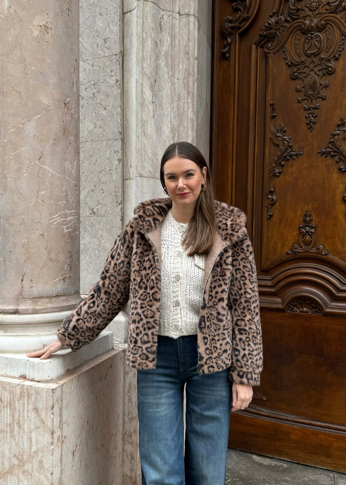 Kapuzenjacke aus Fake-Fur &#39;Leo&#39;