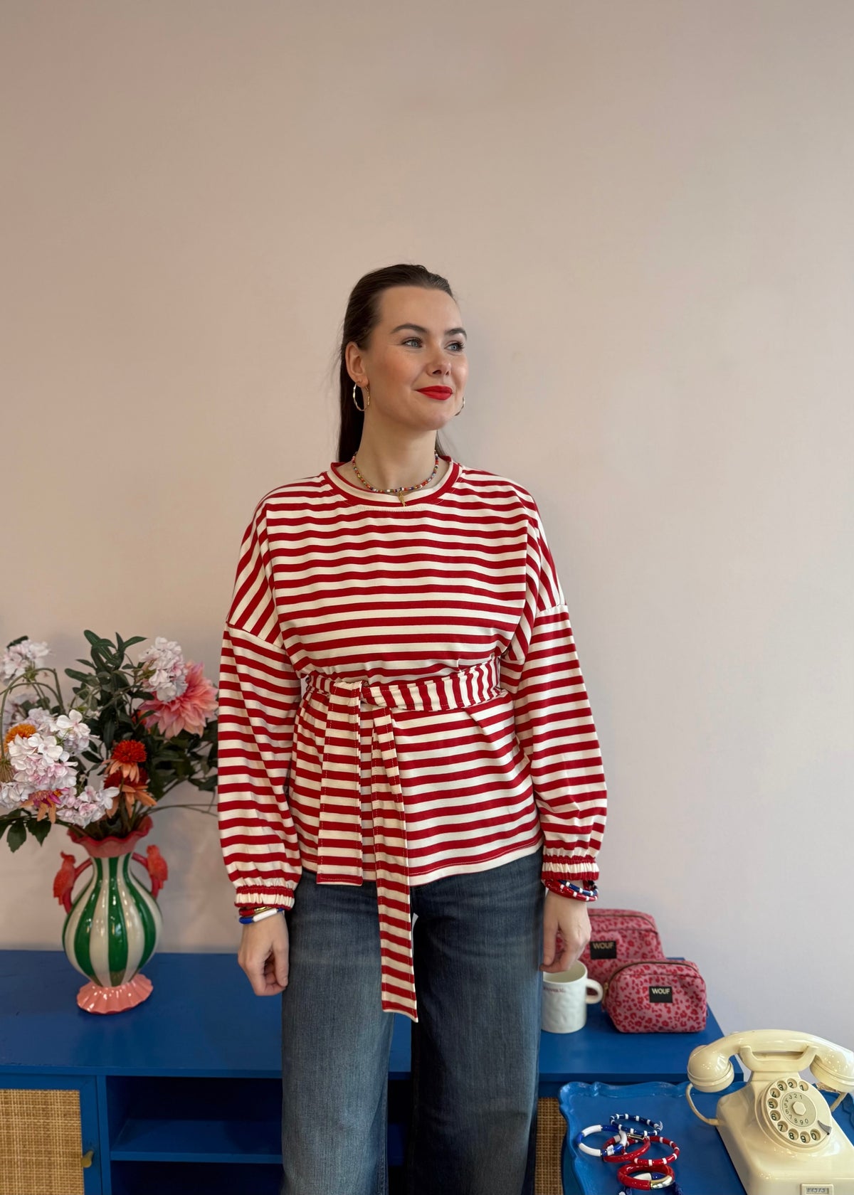 Ringel-Sweatshirt 'Rot'