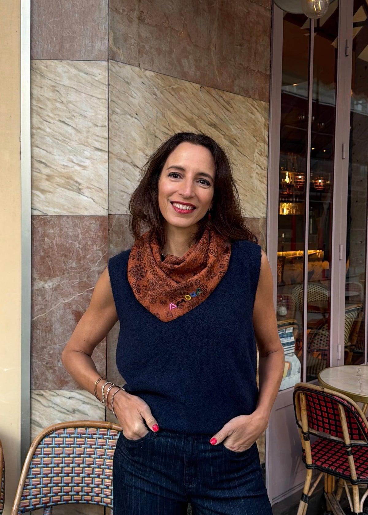 Amour Dreieckschal mit Ornamenten 'Braun'