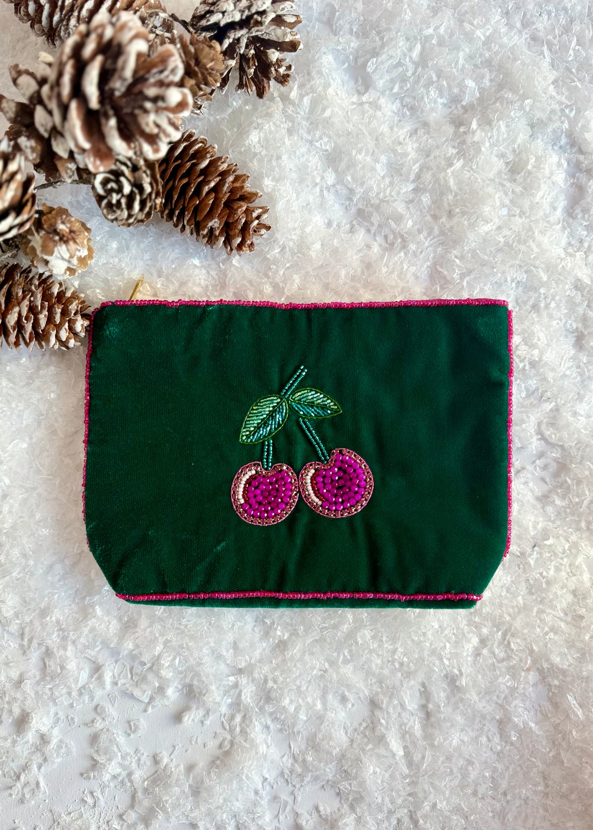 Kosmetiktasche Samt Cherry