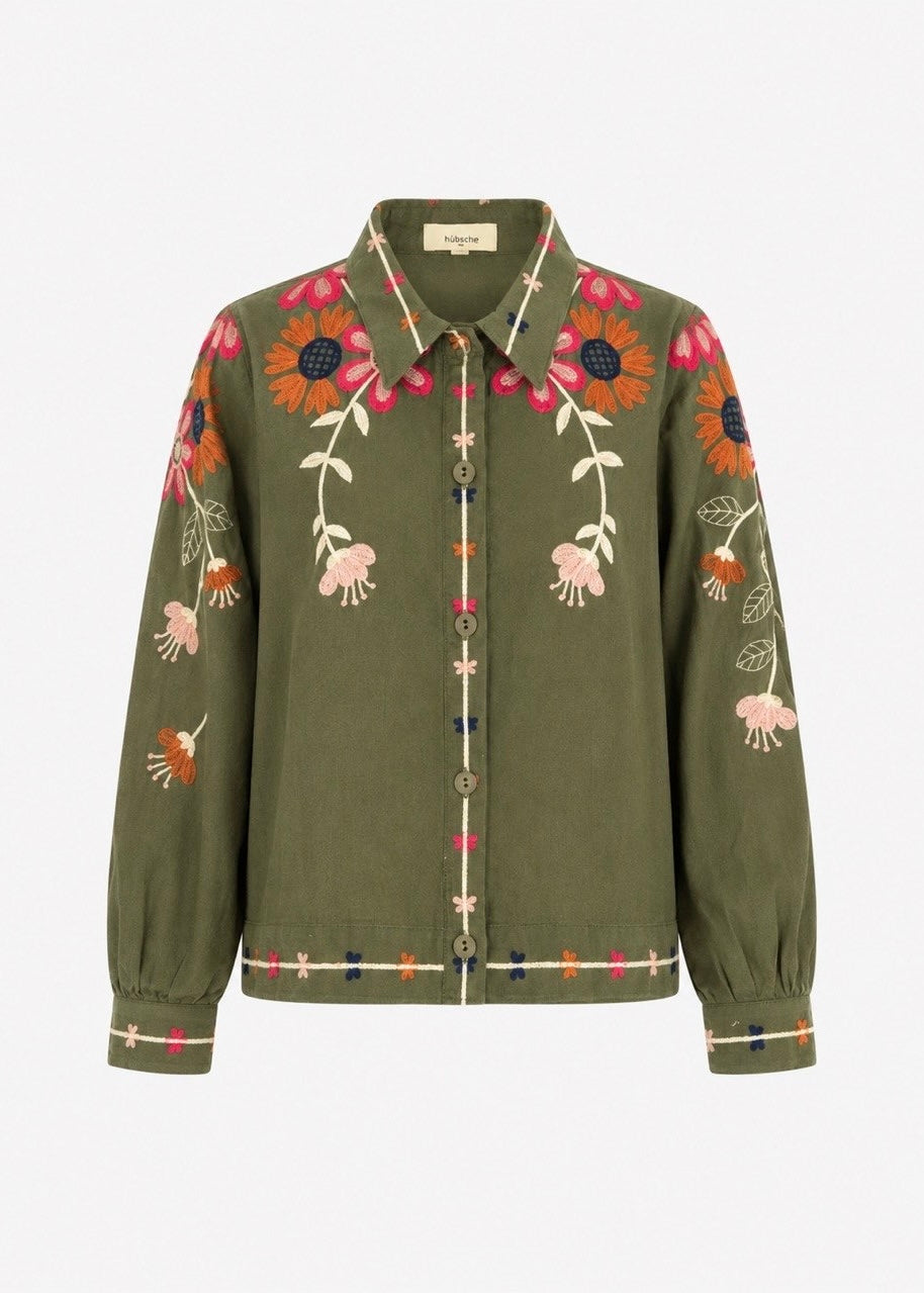 Jacke mit Stickerei 'Khaki'