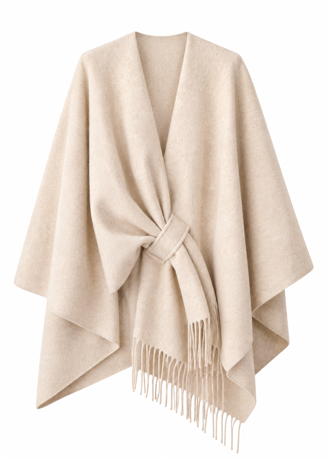 Cape mit Fransen 'Beige'