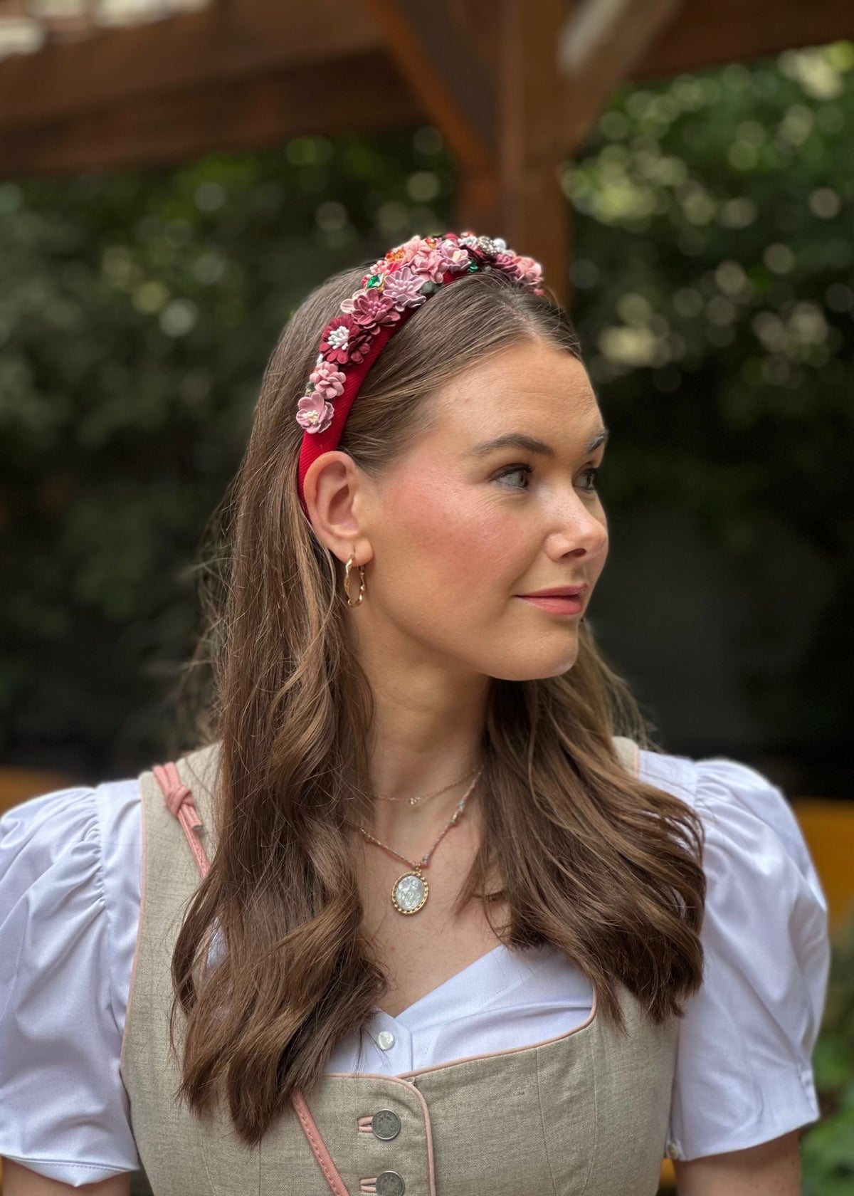 Haarreif mit Blumen &#39;Rot&#39;