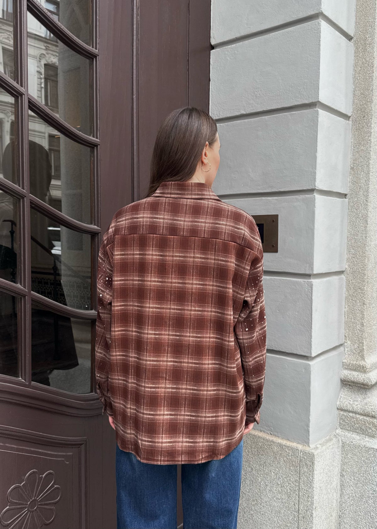 Flanellhemd mit Strass &#39;Braun&#39;