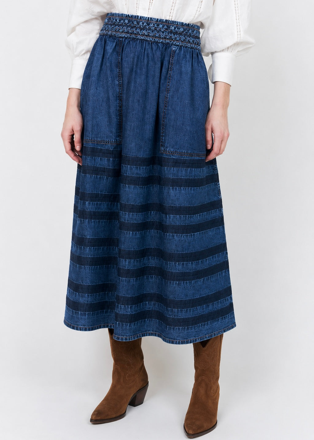 Jeansrock mit Streifen