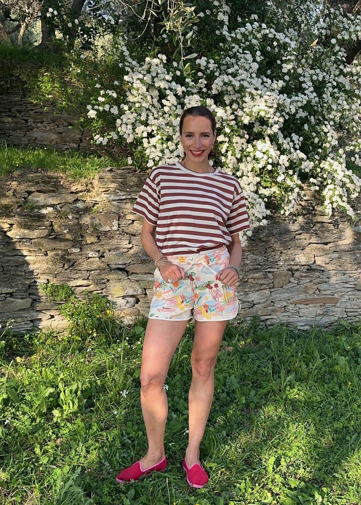 Oversized T-Shirt geringelt &#39;Braun&#39;