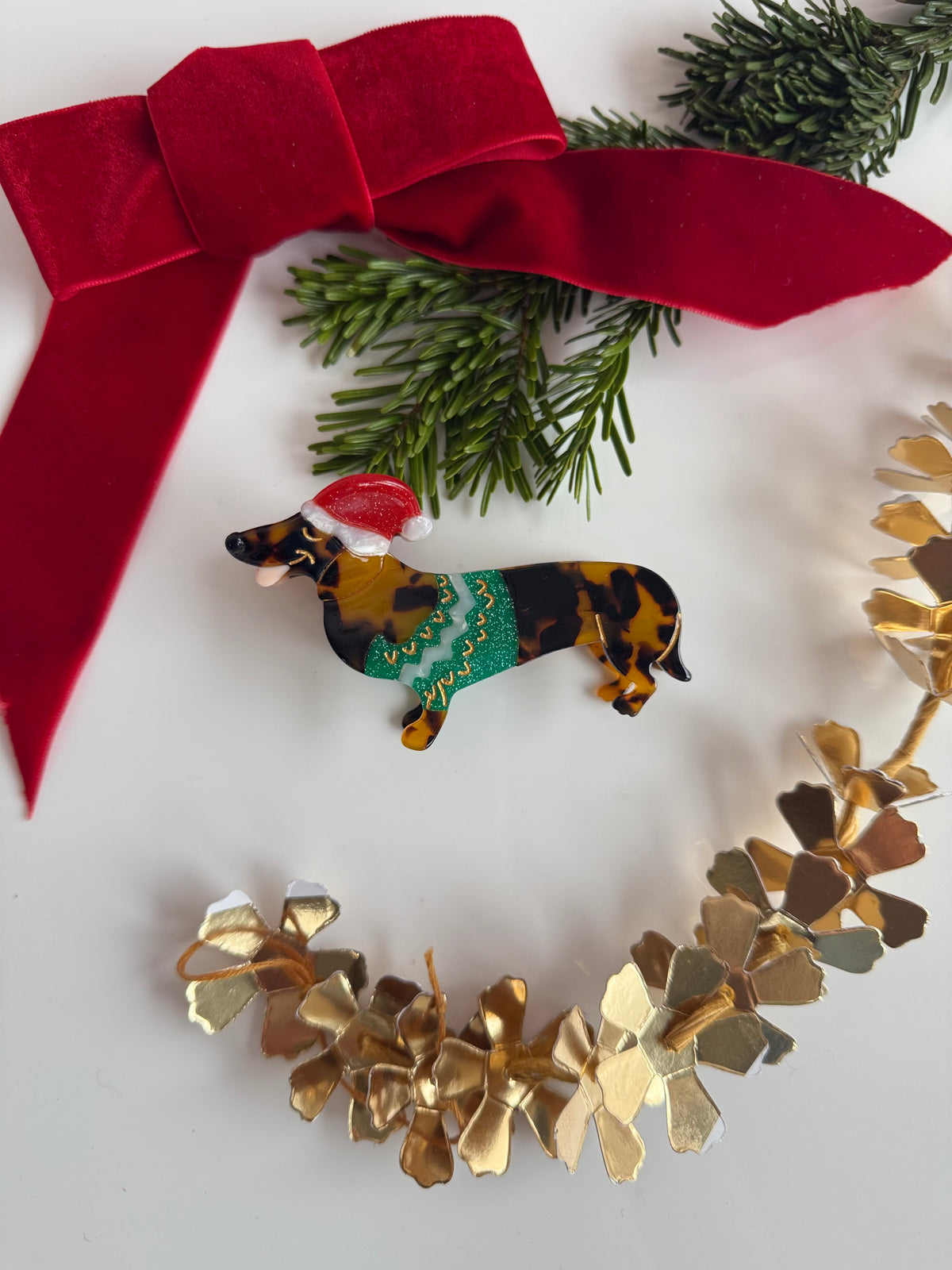 Haarklammer 'Weihnachts-Dackel'