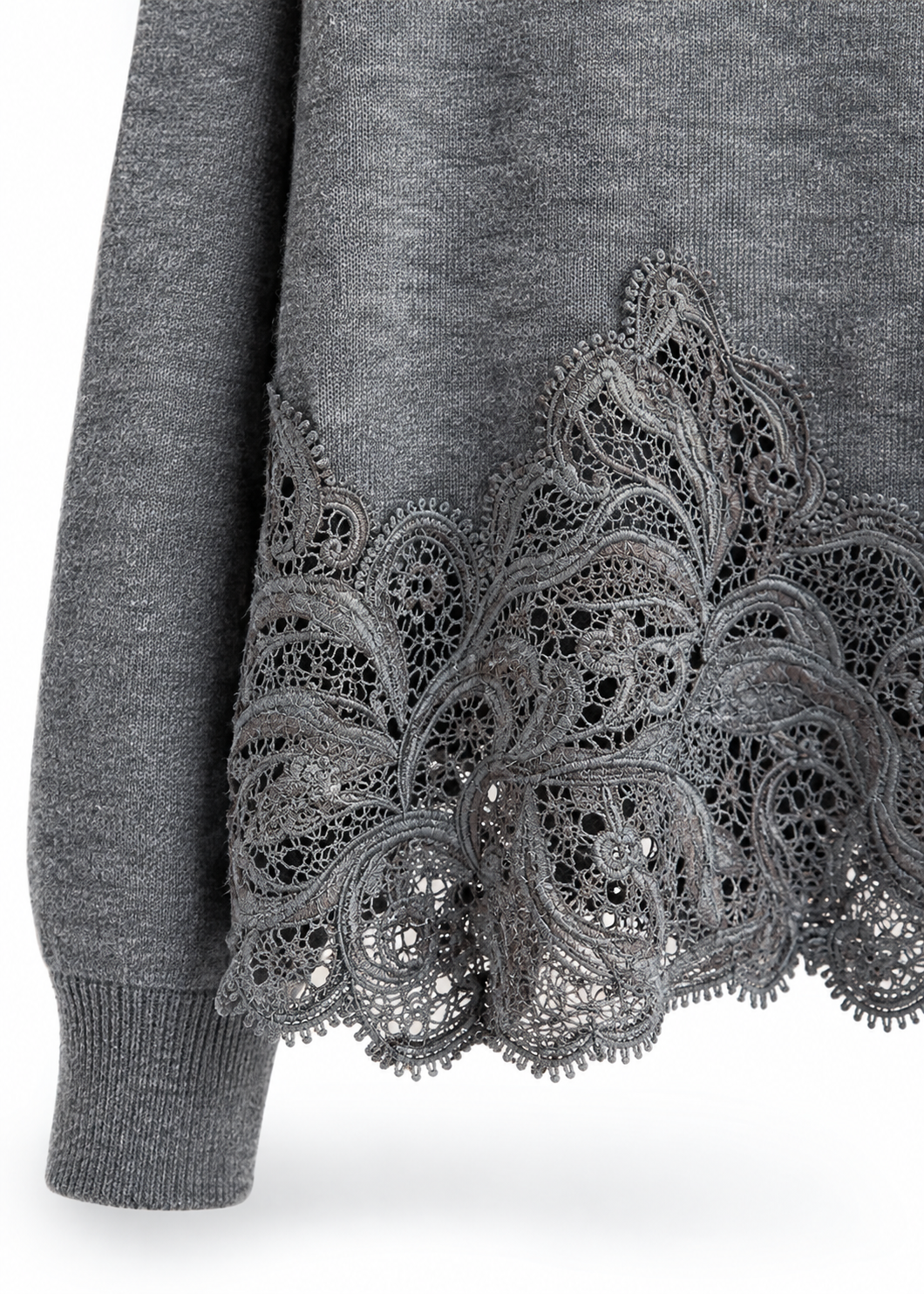 Pullover mit Spitze 'Anthrazit'