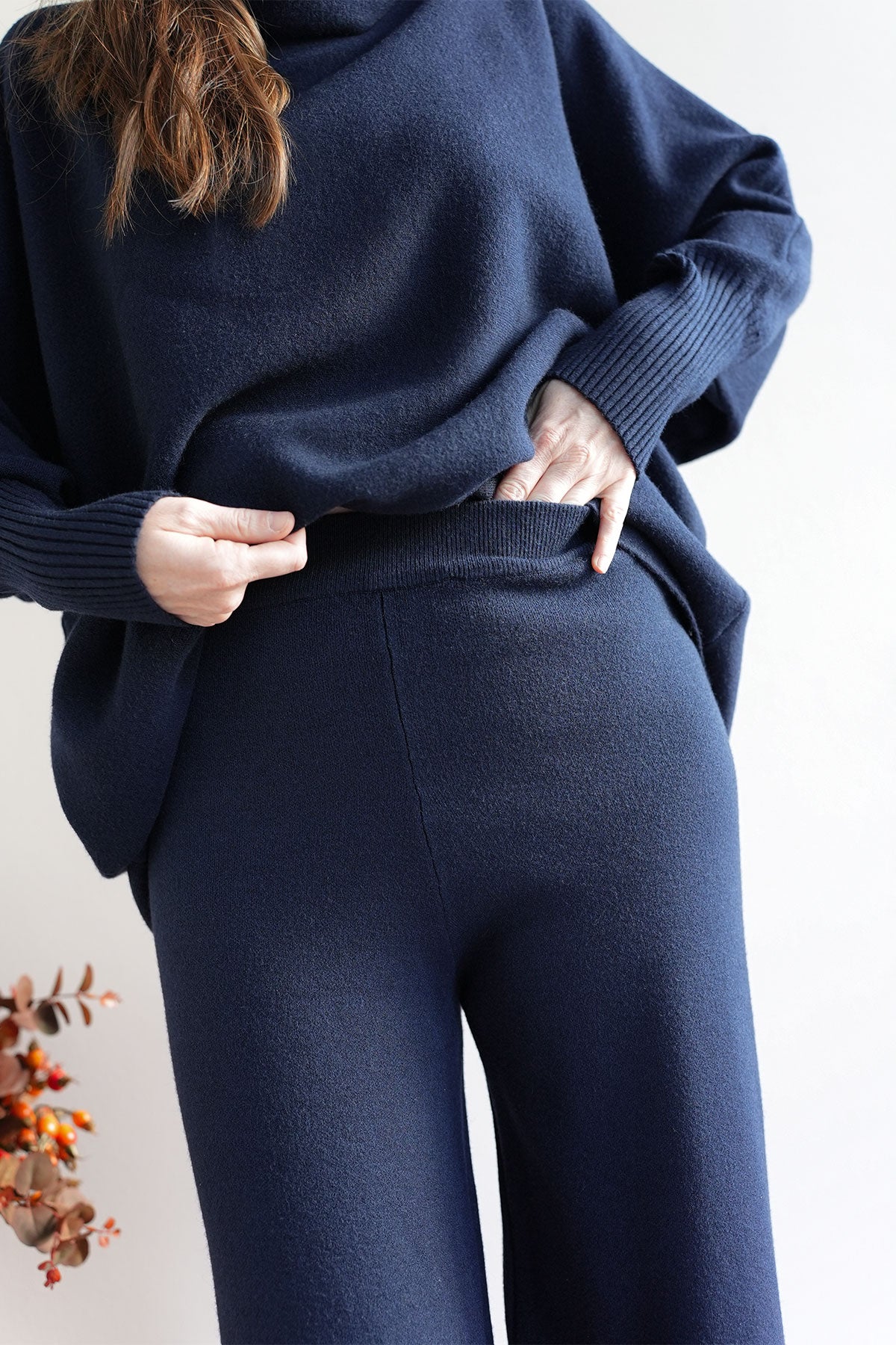Hose aus Viskose-Knit Navy