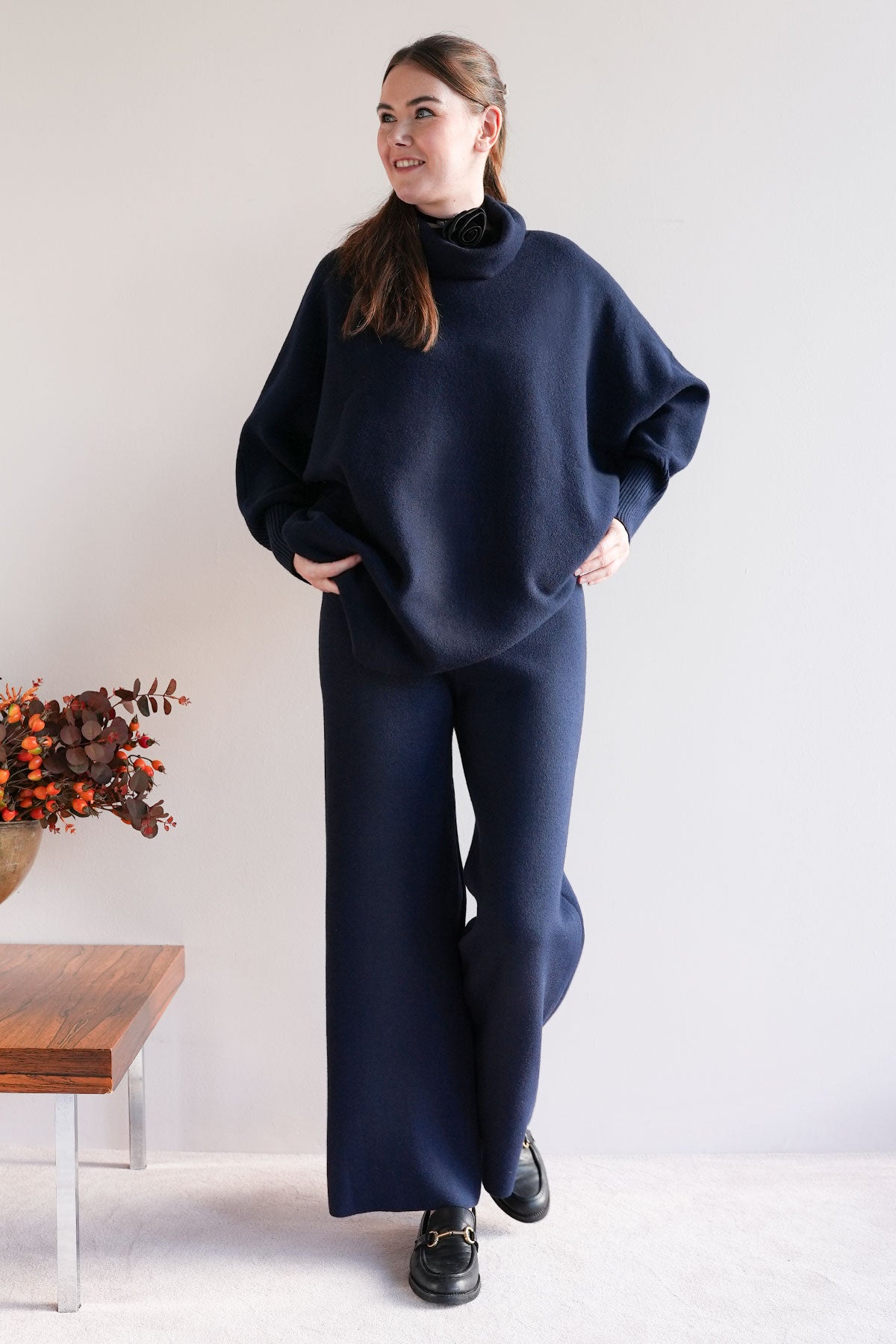 Hose aus Viskose-Knit Navy