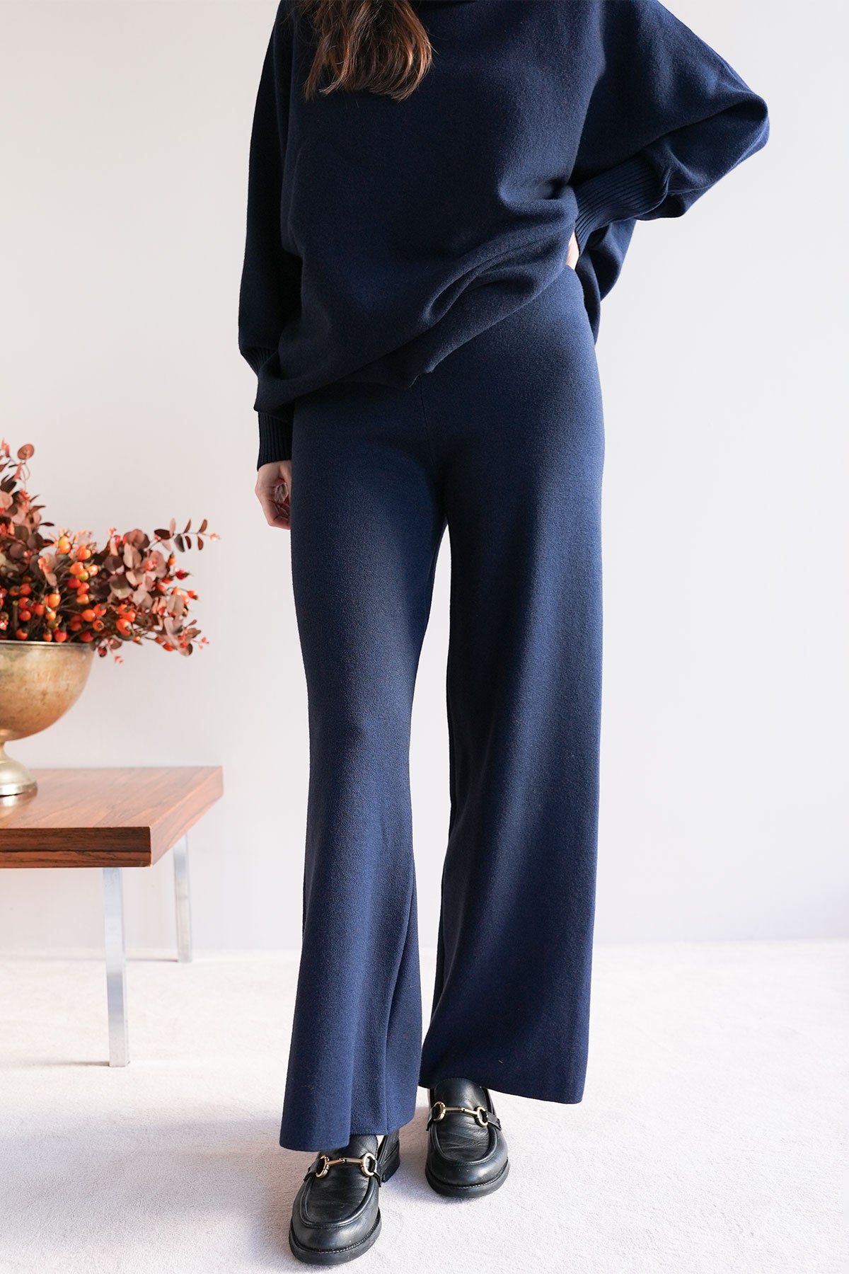 Hose aus Viskose-Knit Navy
