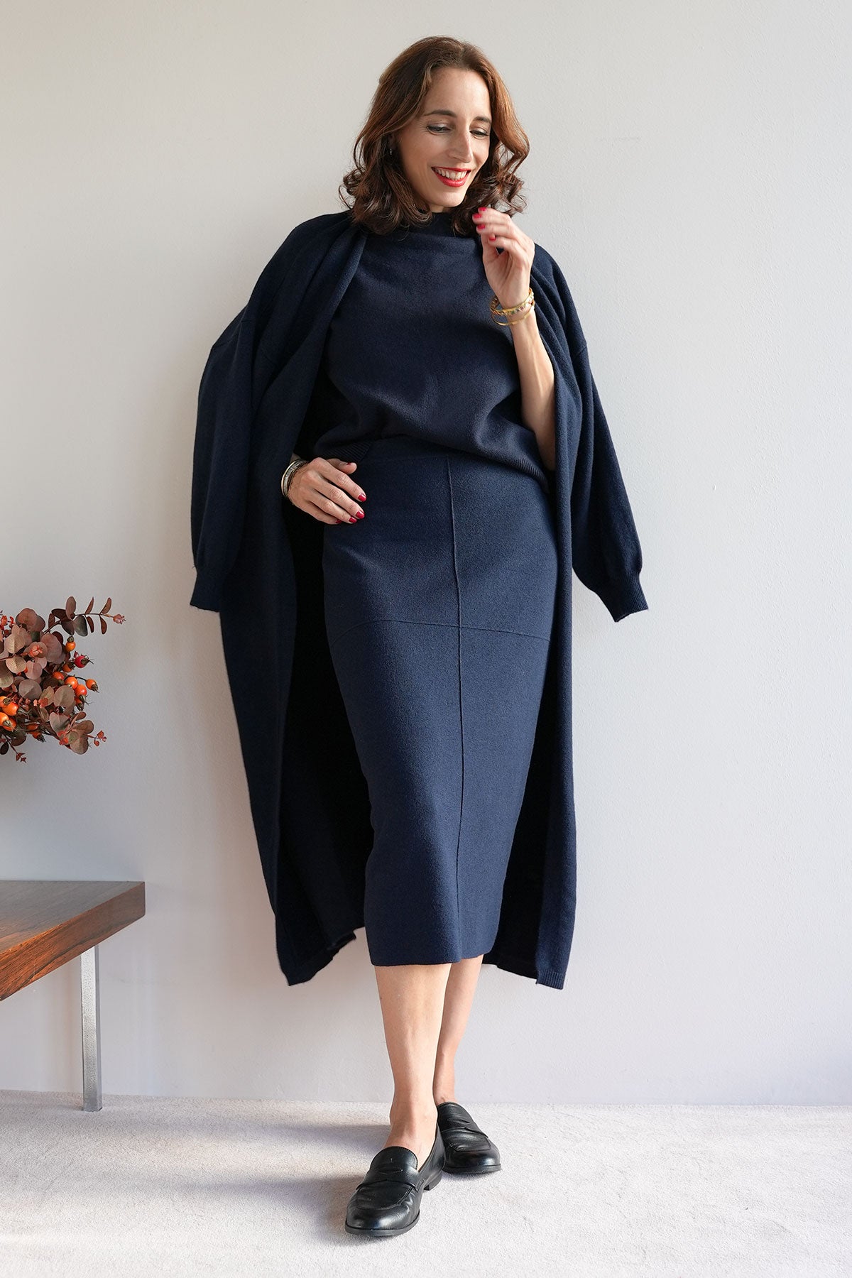 Rock aus Viskose-Knit Navy
