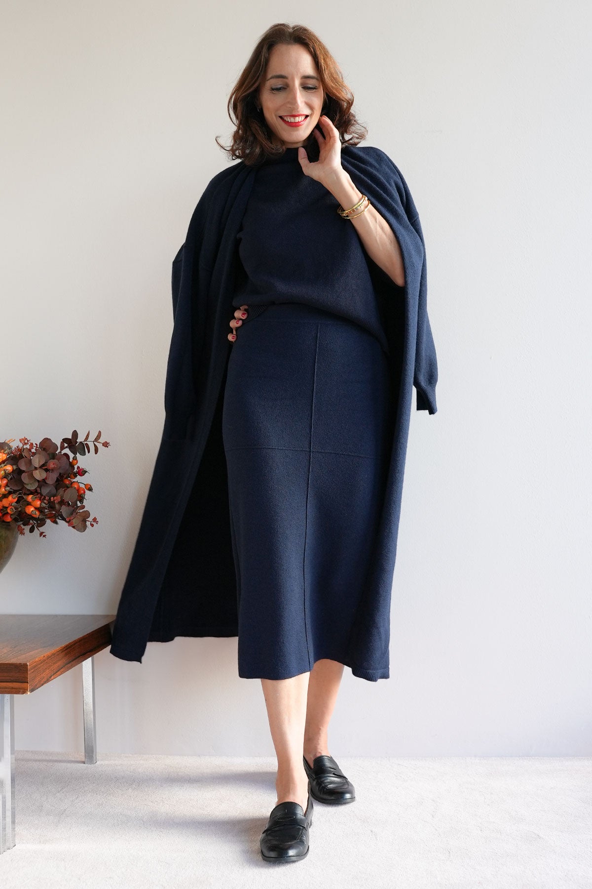 Rock aus Viskose-Knit Navy