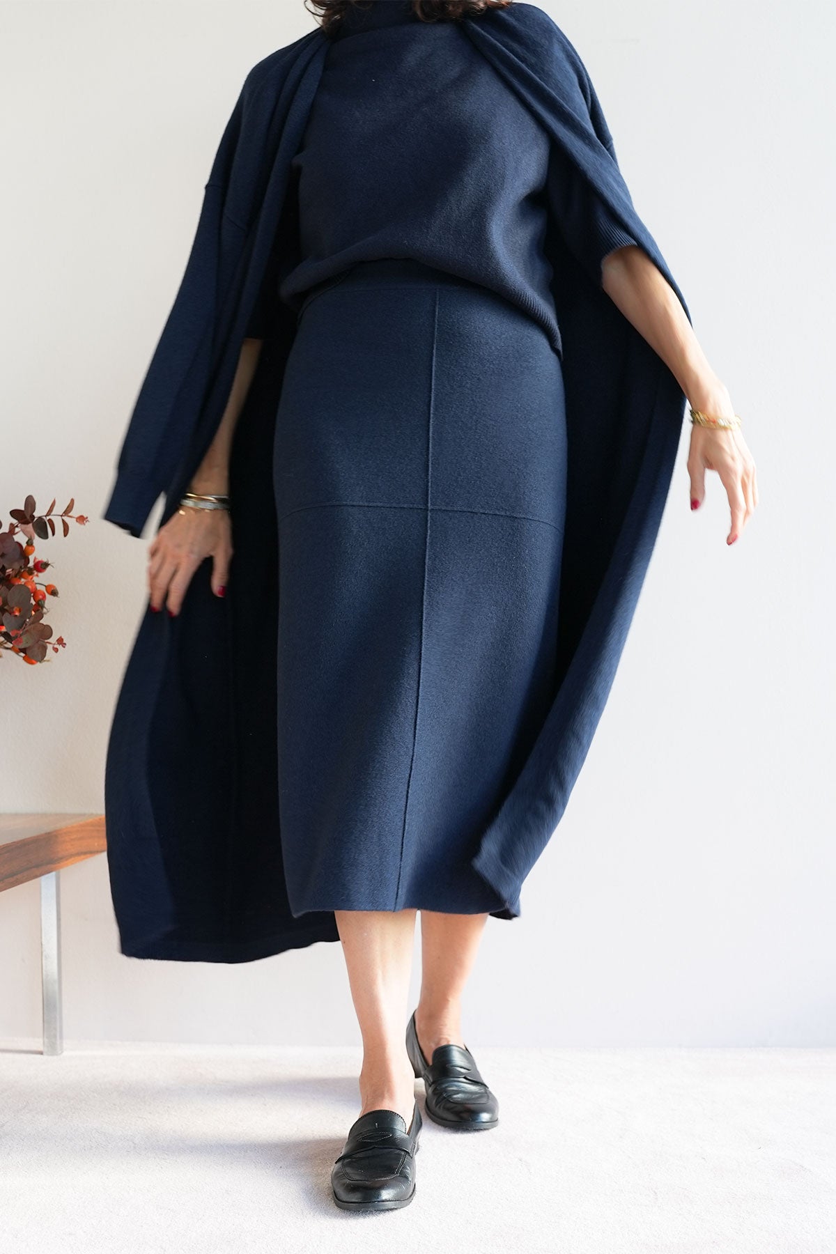 Rock aus Viskose-Knit Navy