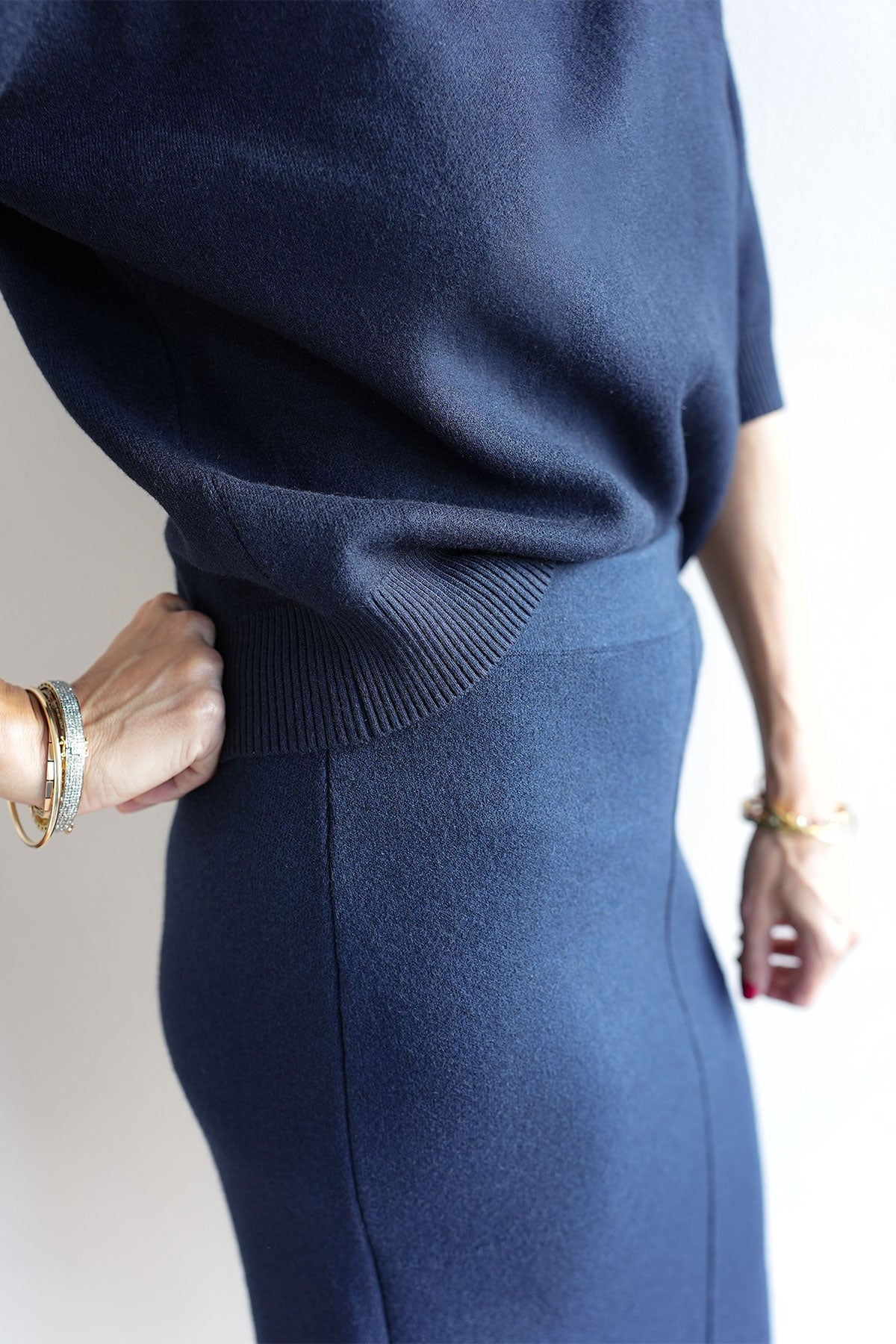 Rock aus Viskose-Knit Navy