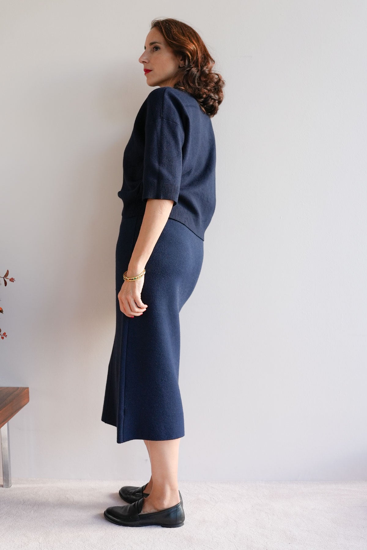 Rock aus Viskose-Knit Navy