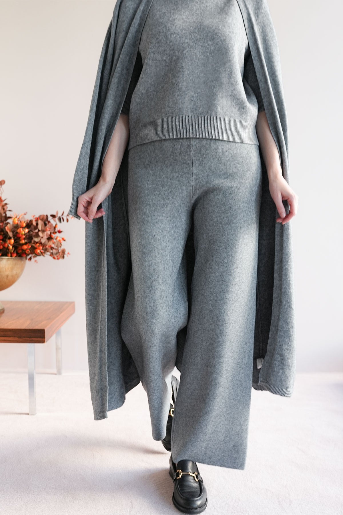 Hose aus Viskose-Knit Grau