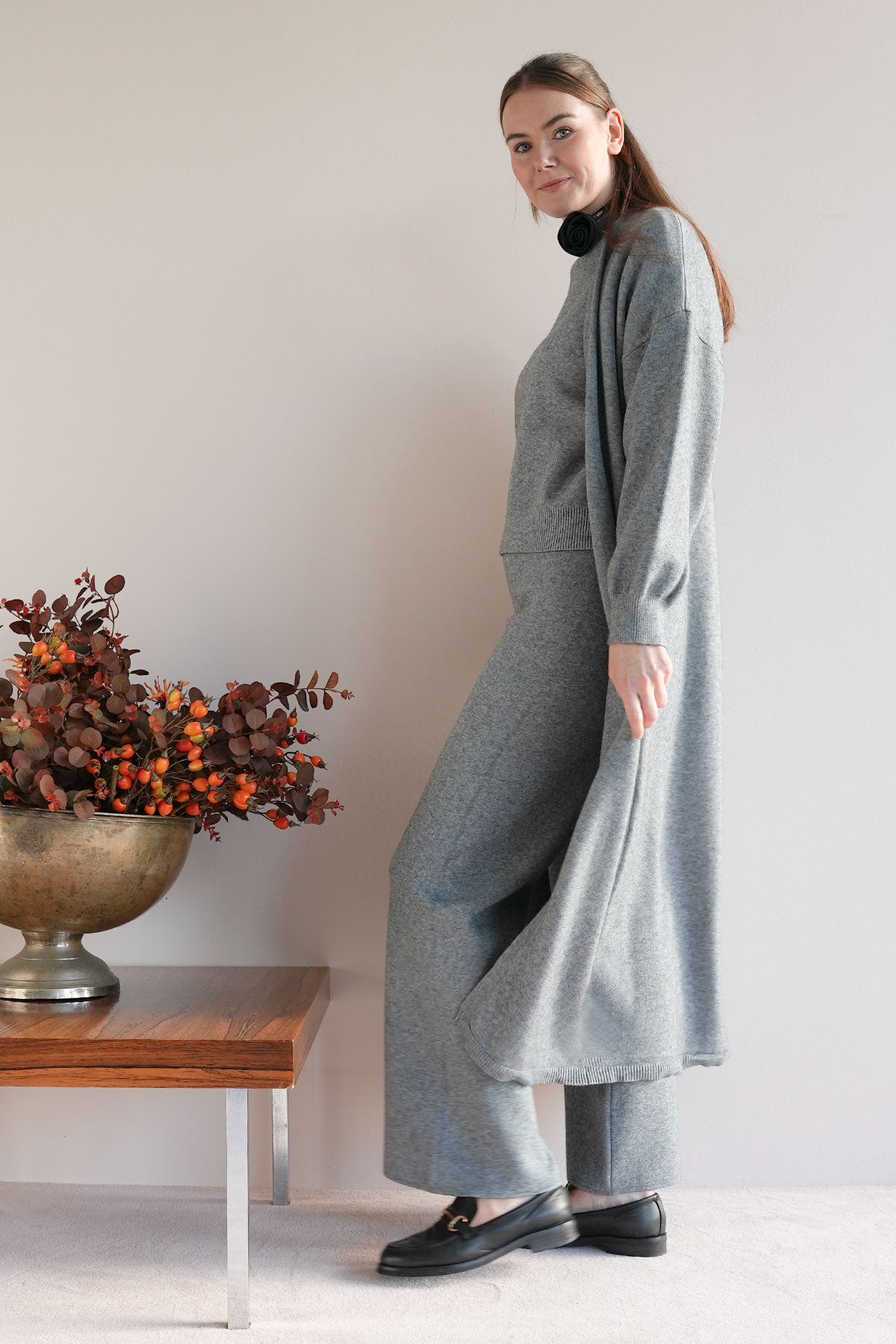 Strickmantel aus Viskose Grau
