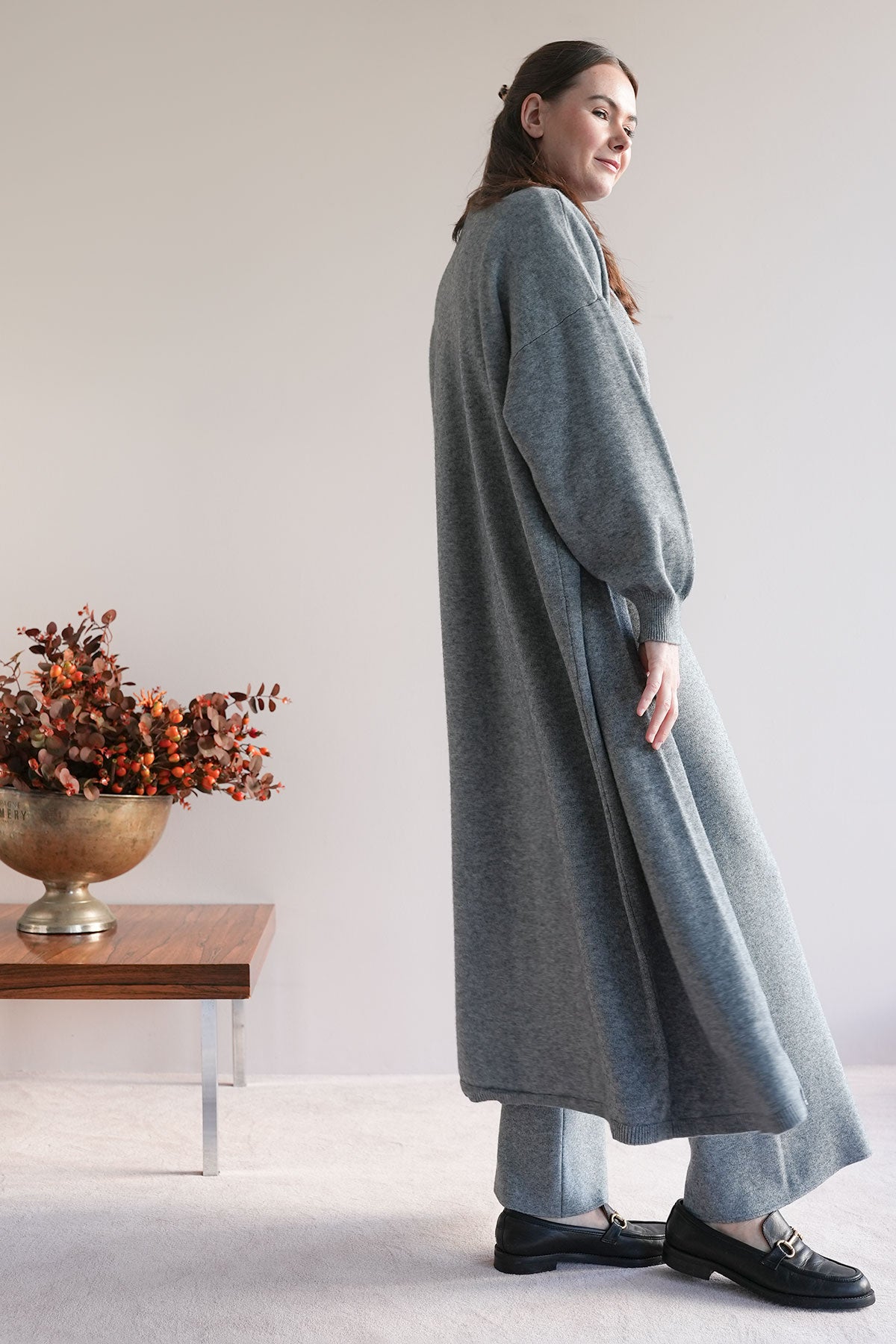 Strickmantel aus Viskose Grau