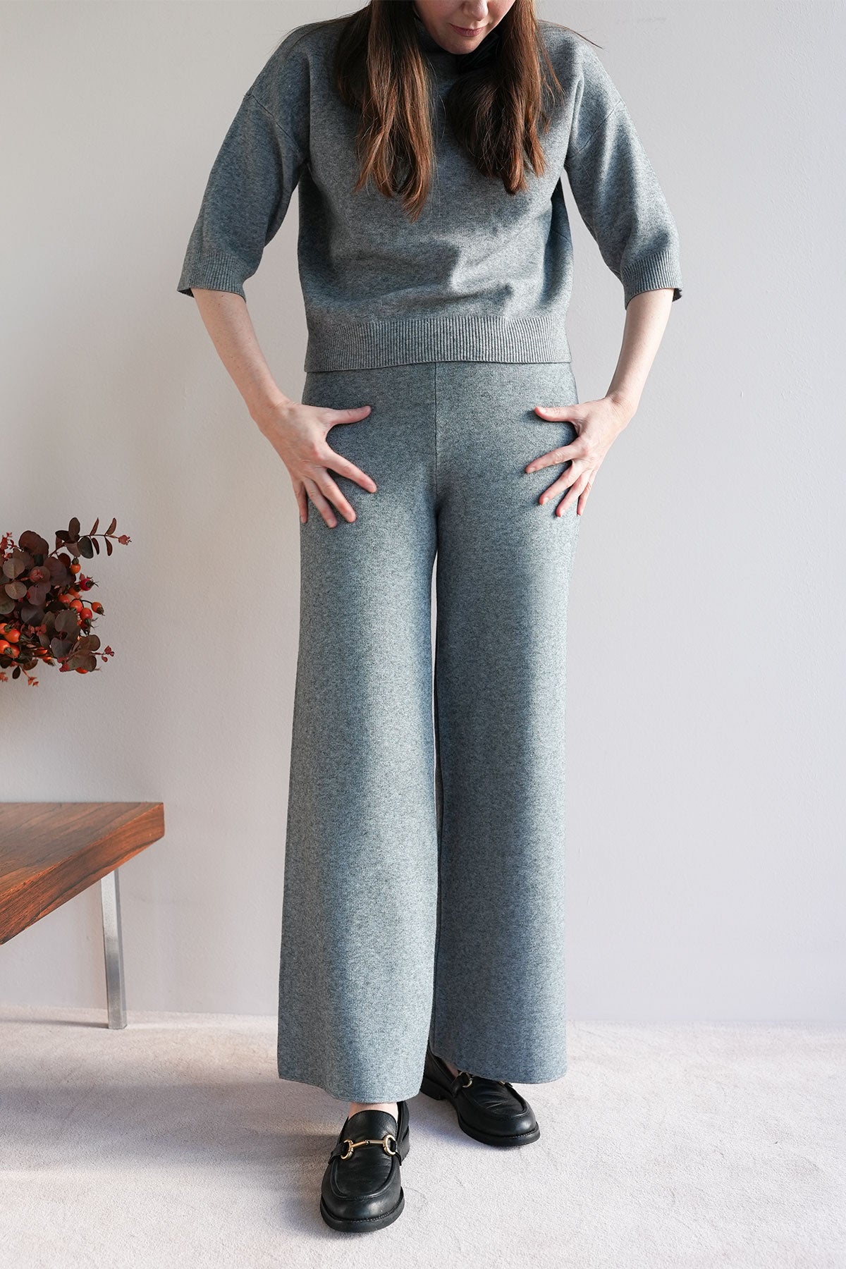 Hose aus Viskose-Knit Grau